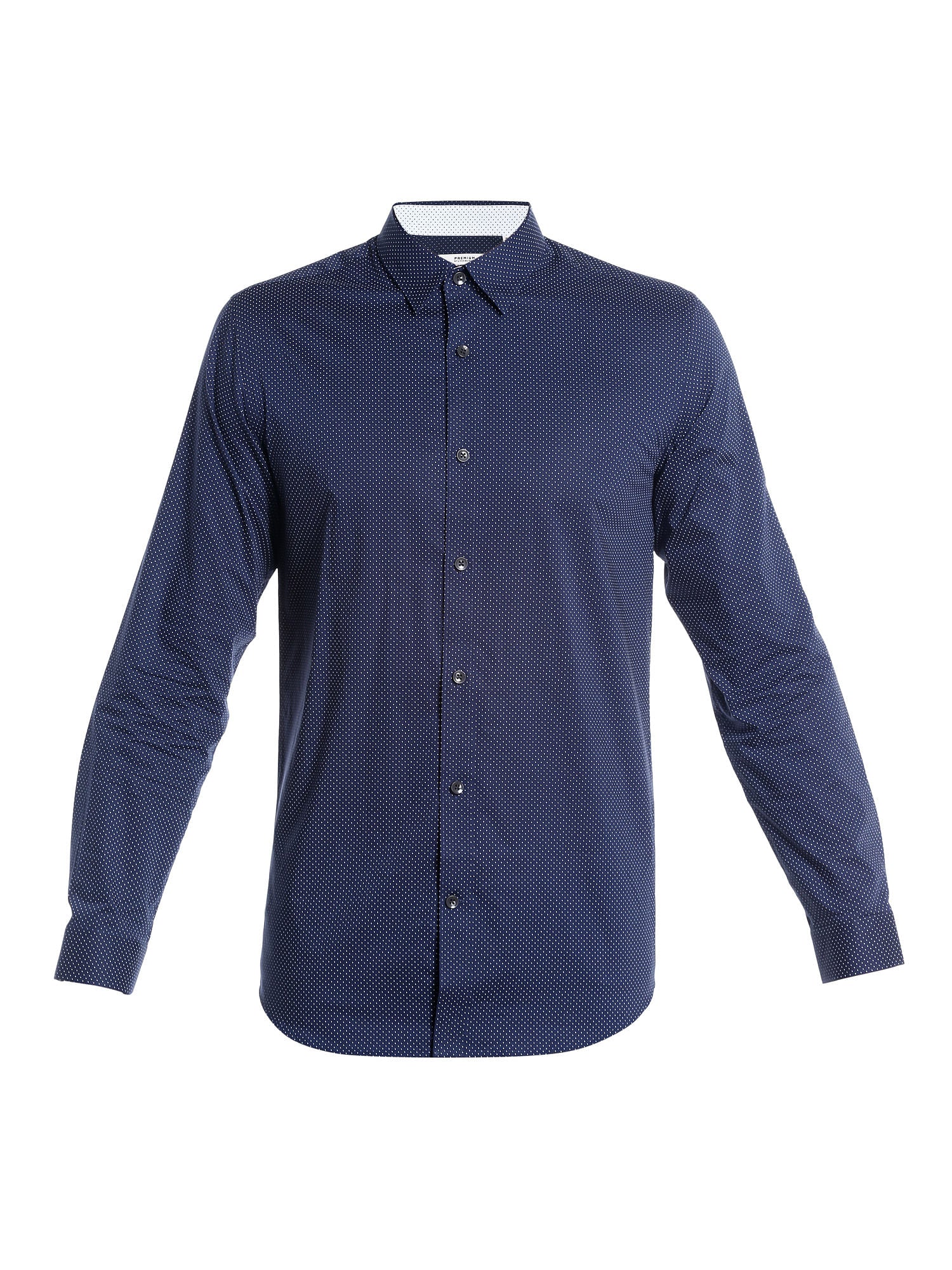 Blue Dotted Slim Fit Shirt