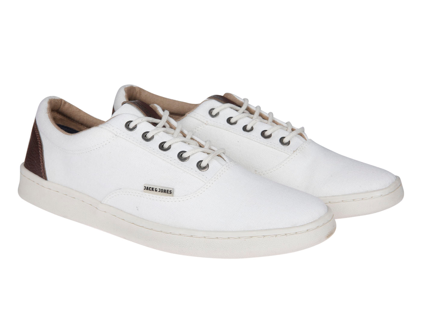 White & Brown Canvas Trainers