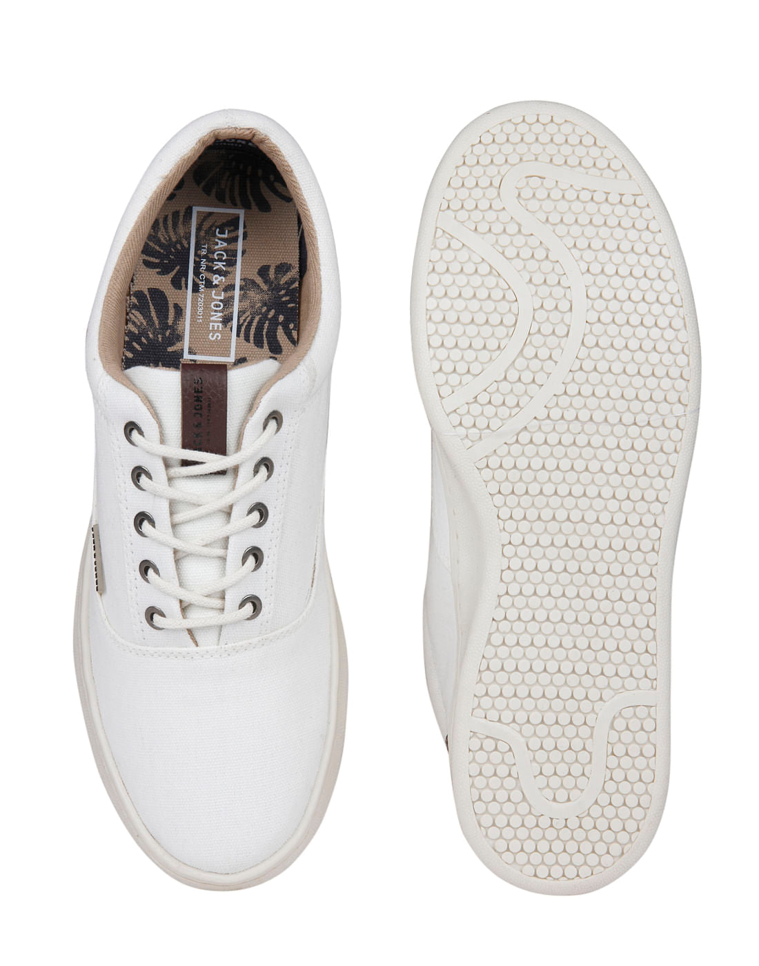 White & Brown Canvas Trainers