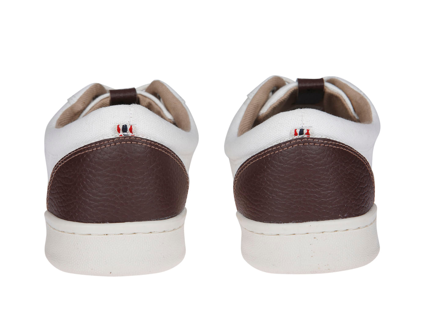 White & Brown Canvas Trainers