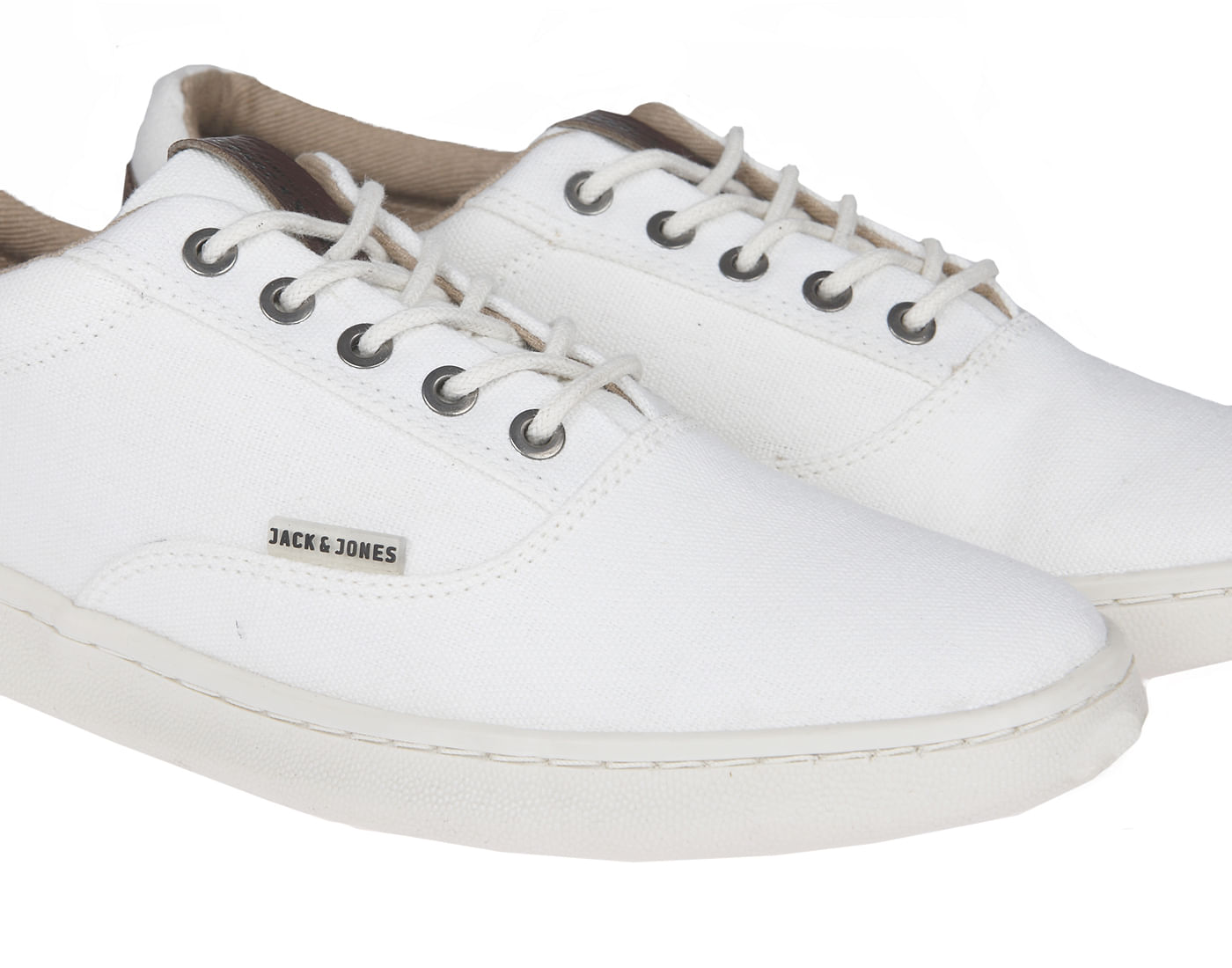 White & Brown Canvas Trainers