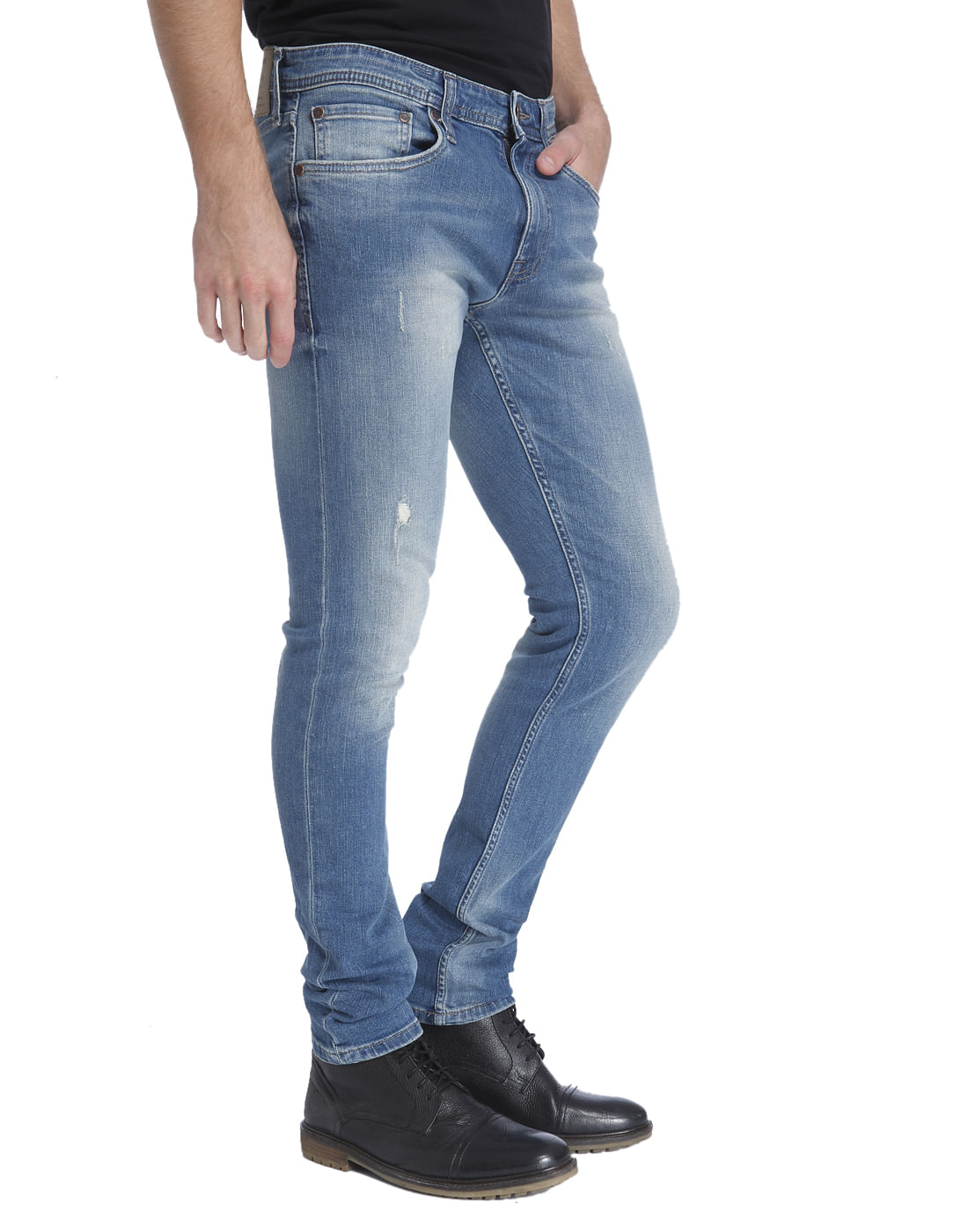 Blue Distressed Slim Jeans