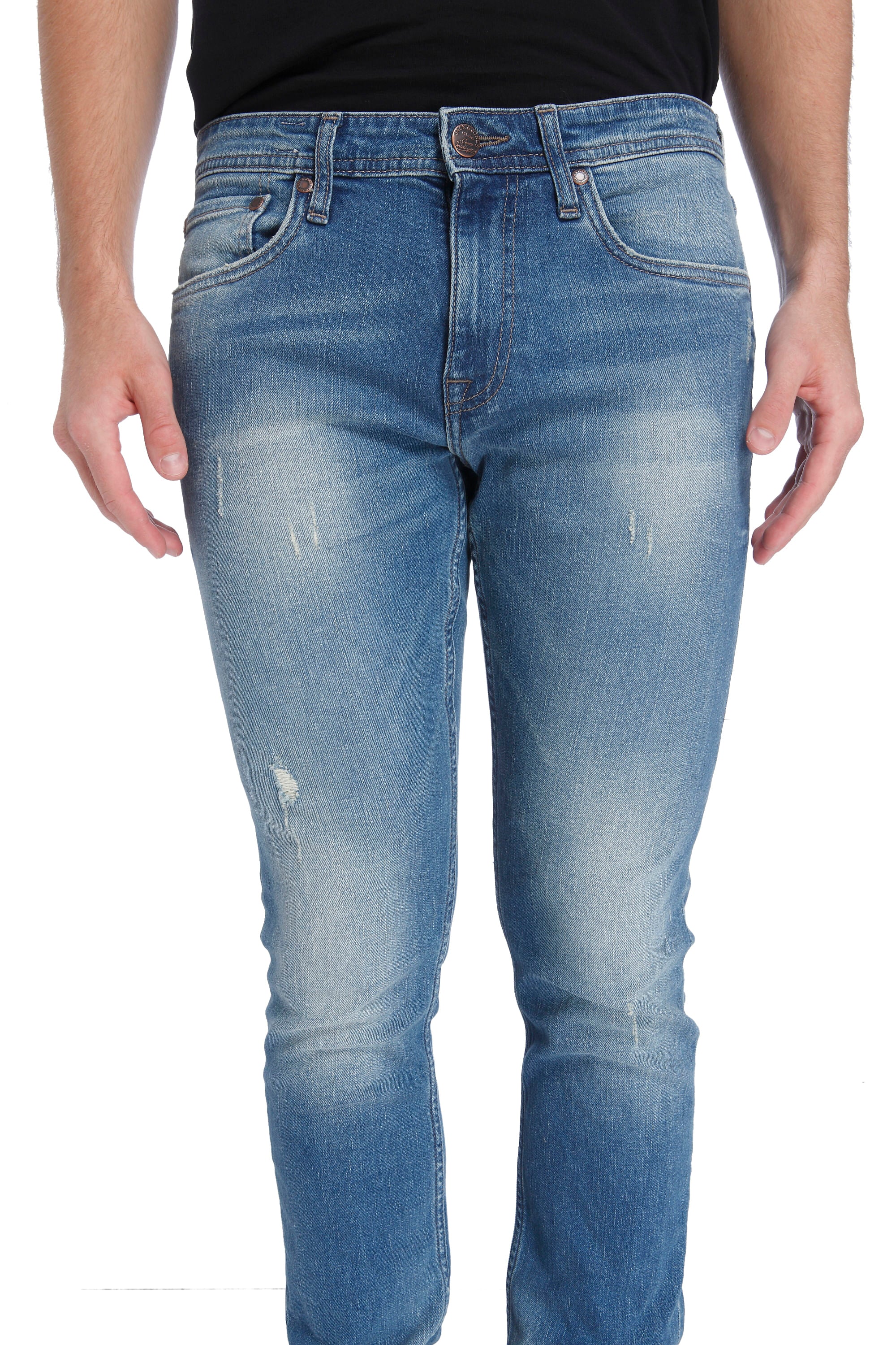 Blue Distressed Slim Jeans
