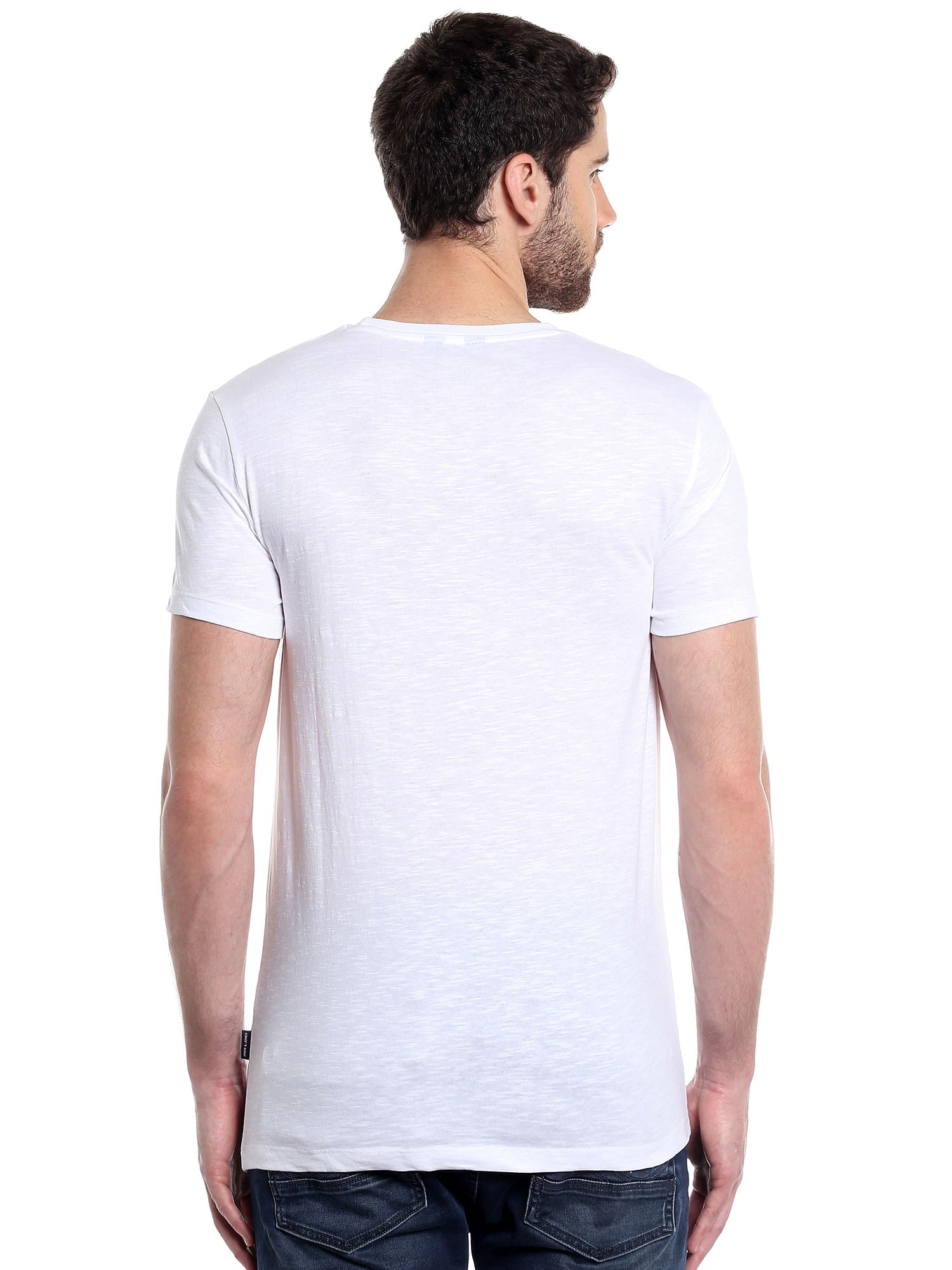 White Abstract Print Crew Neck T-Shirt