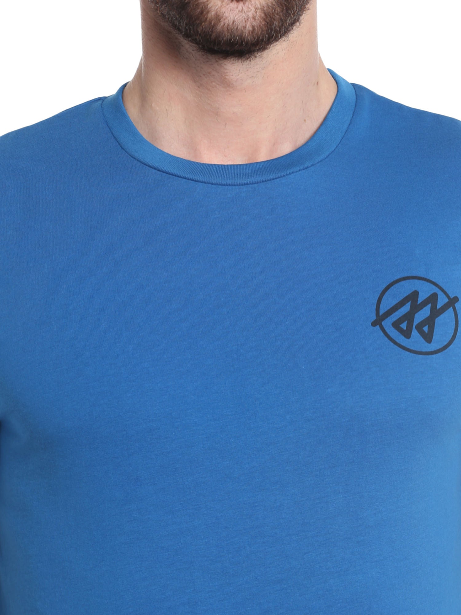 Blue Slogan Print Crew Neck Jersey T-Shirt
