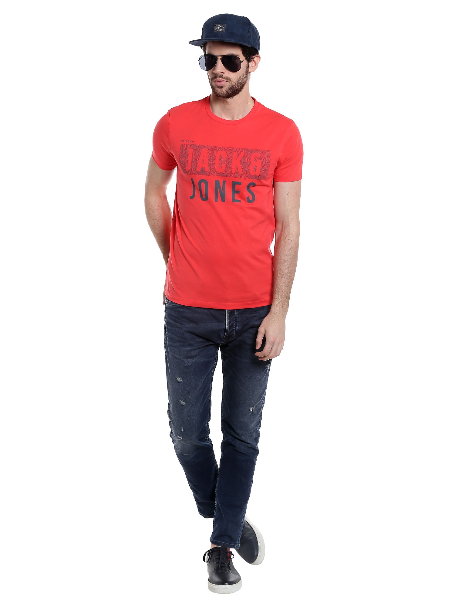 Graphic Print Orange Crew Neck T-Shirt