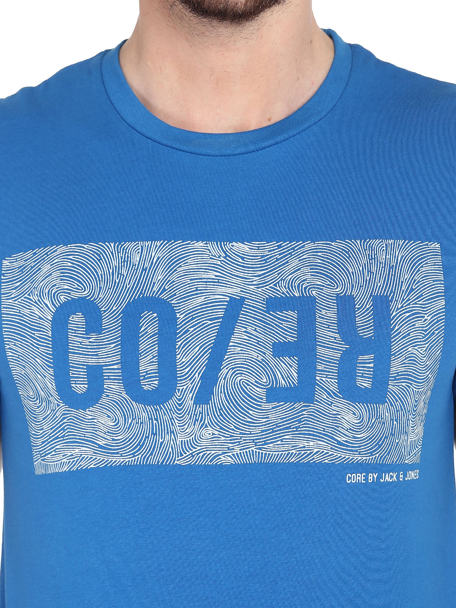 Graphic Print Blue Crew Neck T-Shirt