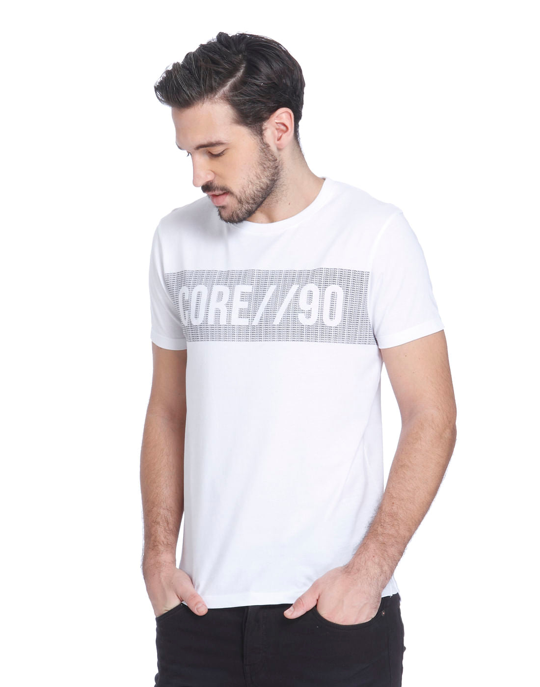 White Graphic Print Crew Neck T-Shirt