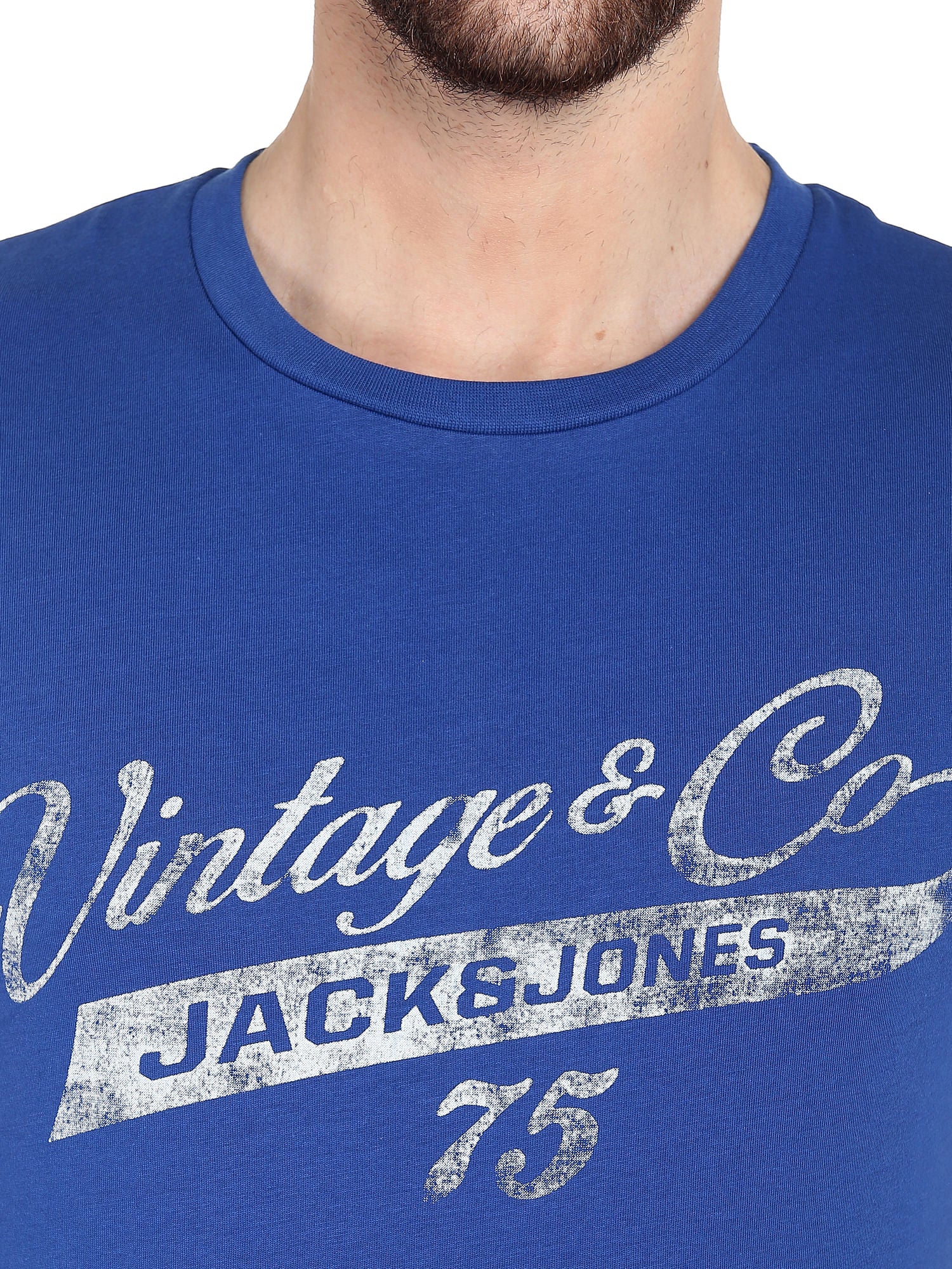 Blue Graphic Print Slim Fit T-Shirt