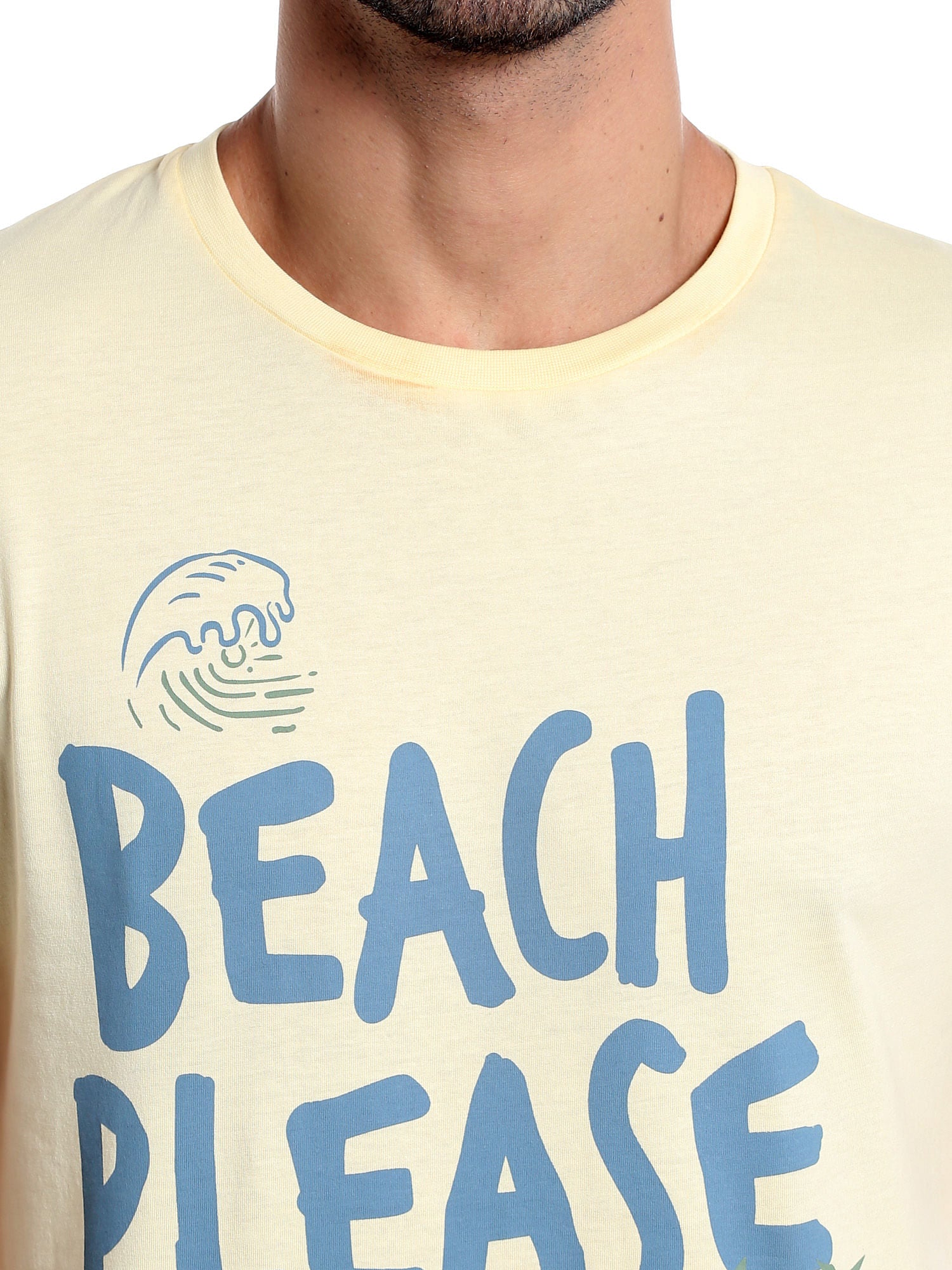 Yellow Slogan Print Crew Neck T-Shirt