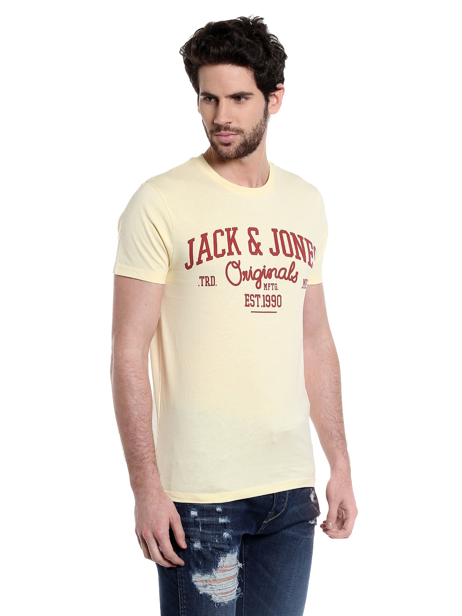 Graphic Print Yellow Crew Neck T-Shirt