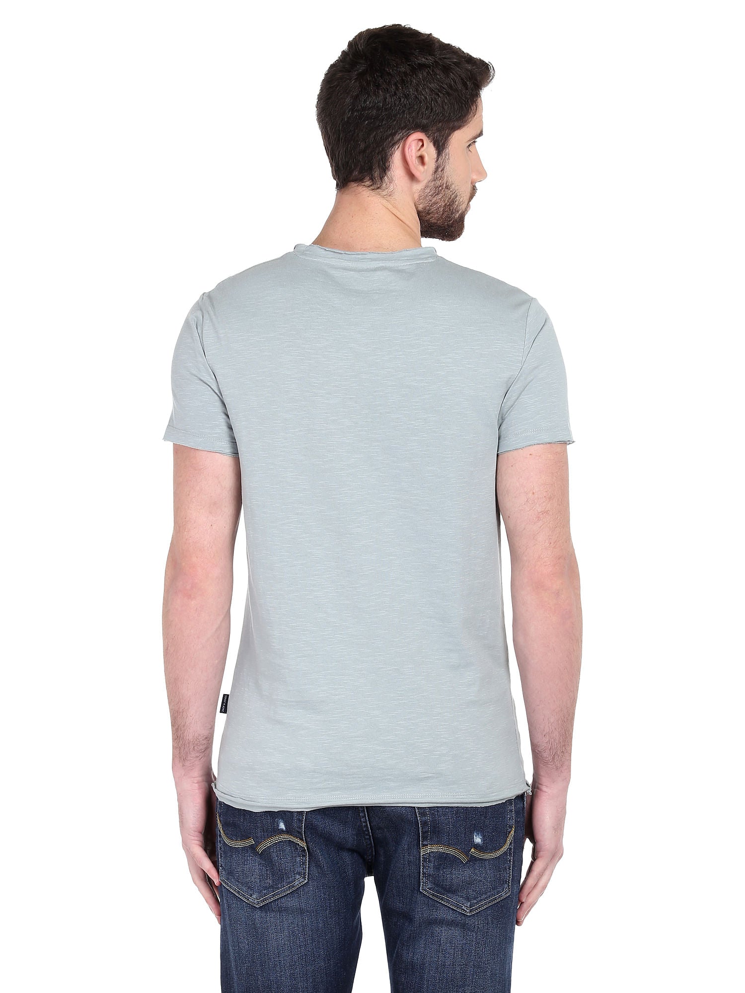 Skull Print Grey Crew Neck T-Shirt