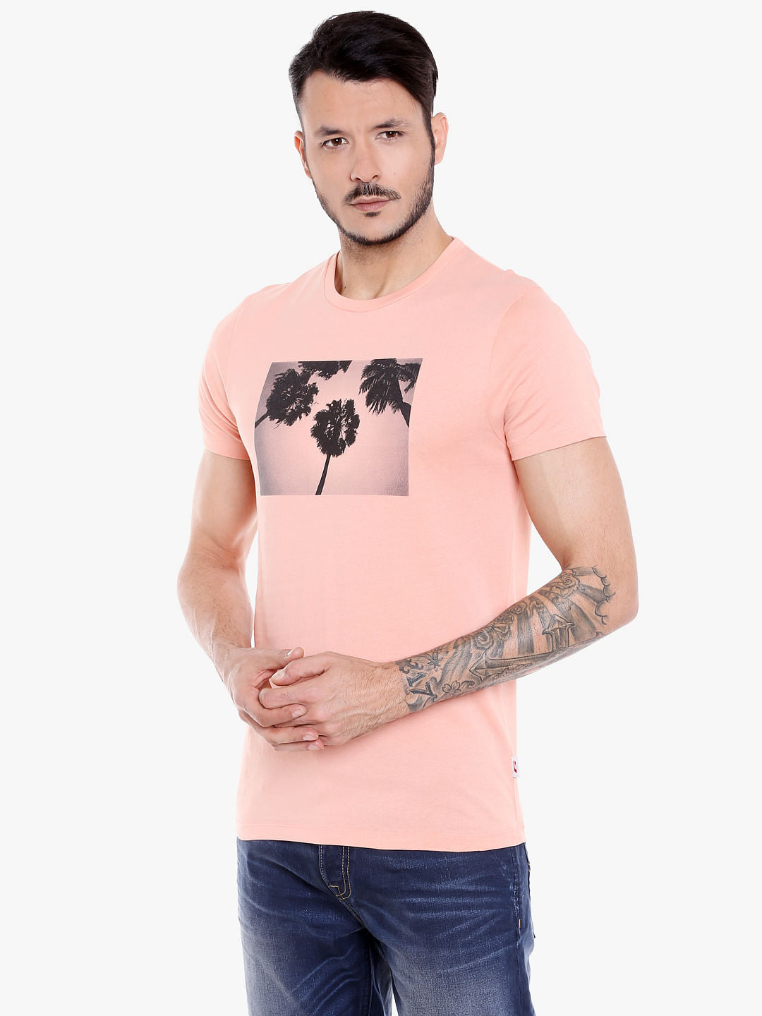 Pink Graphic Print Crew Neck T-Shirt