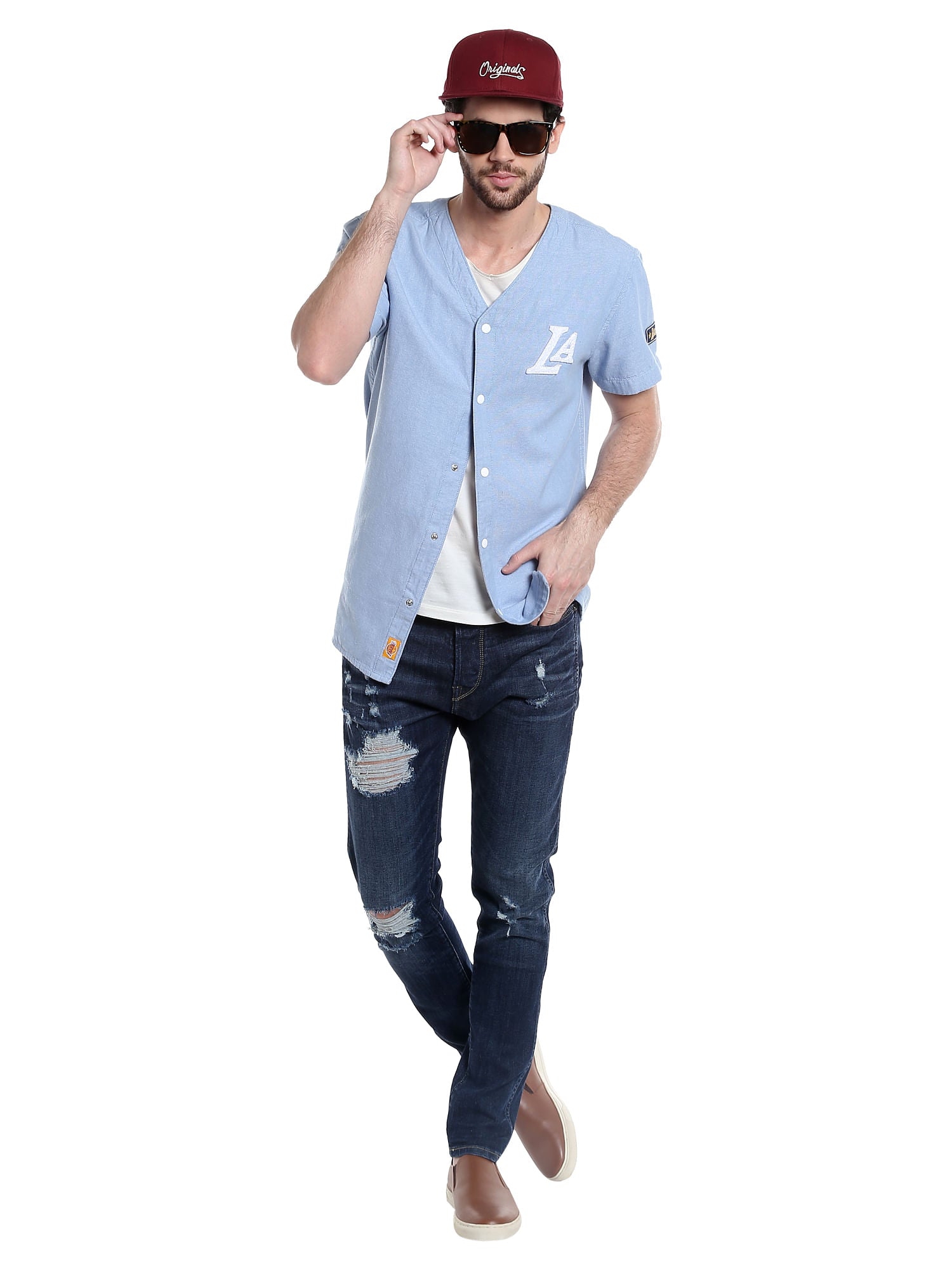 La Lakers Light Blue Slim Fit Nba Shirt