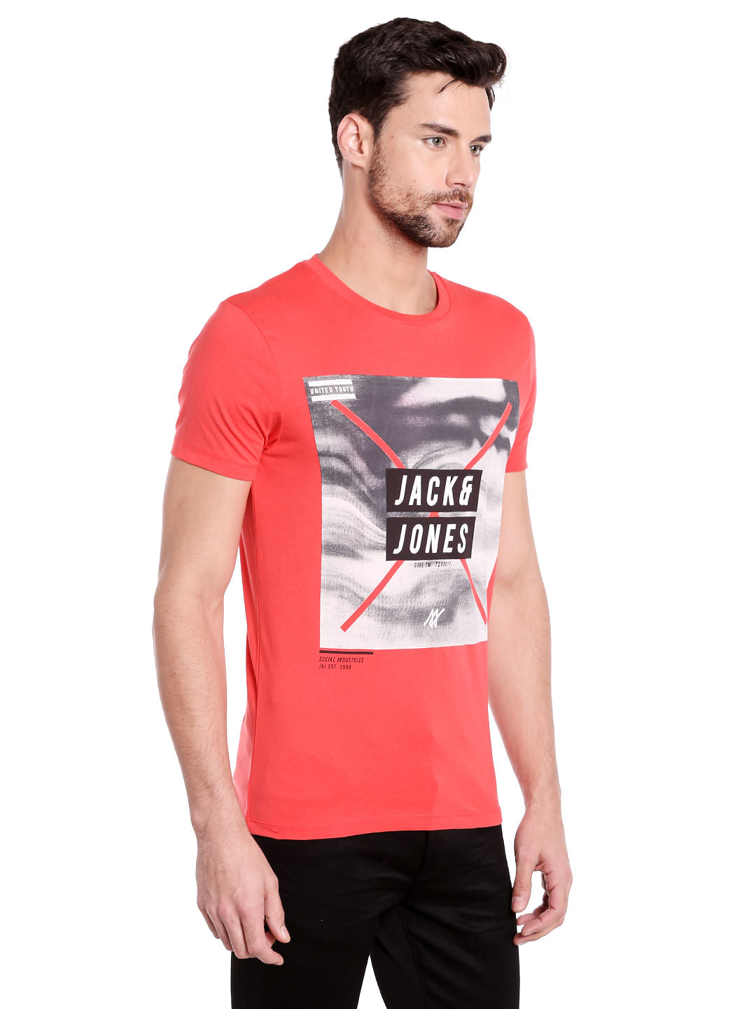Bright Red Graphic Print Crew Neck T-Shirt