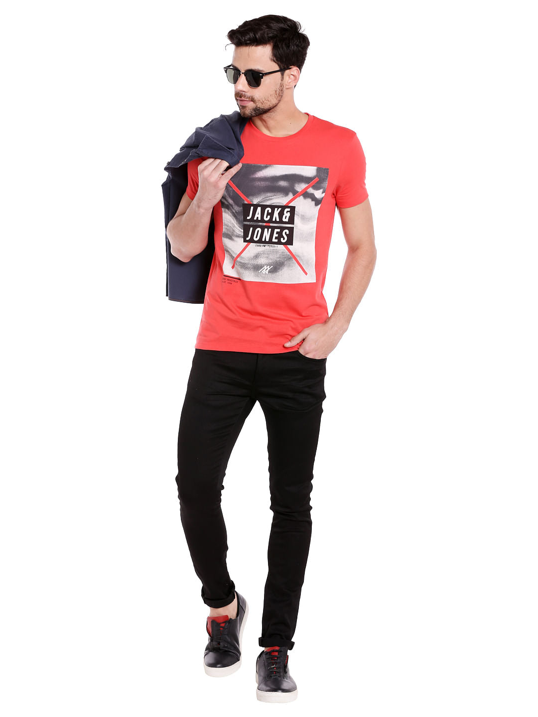 Bright Red Graphic Print Crew Neck T-Shirt