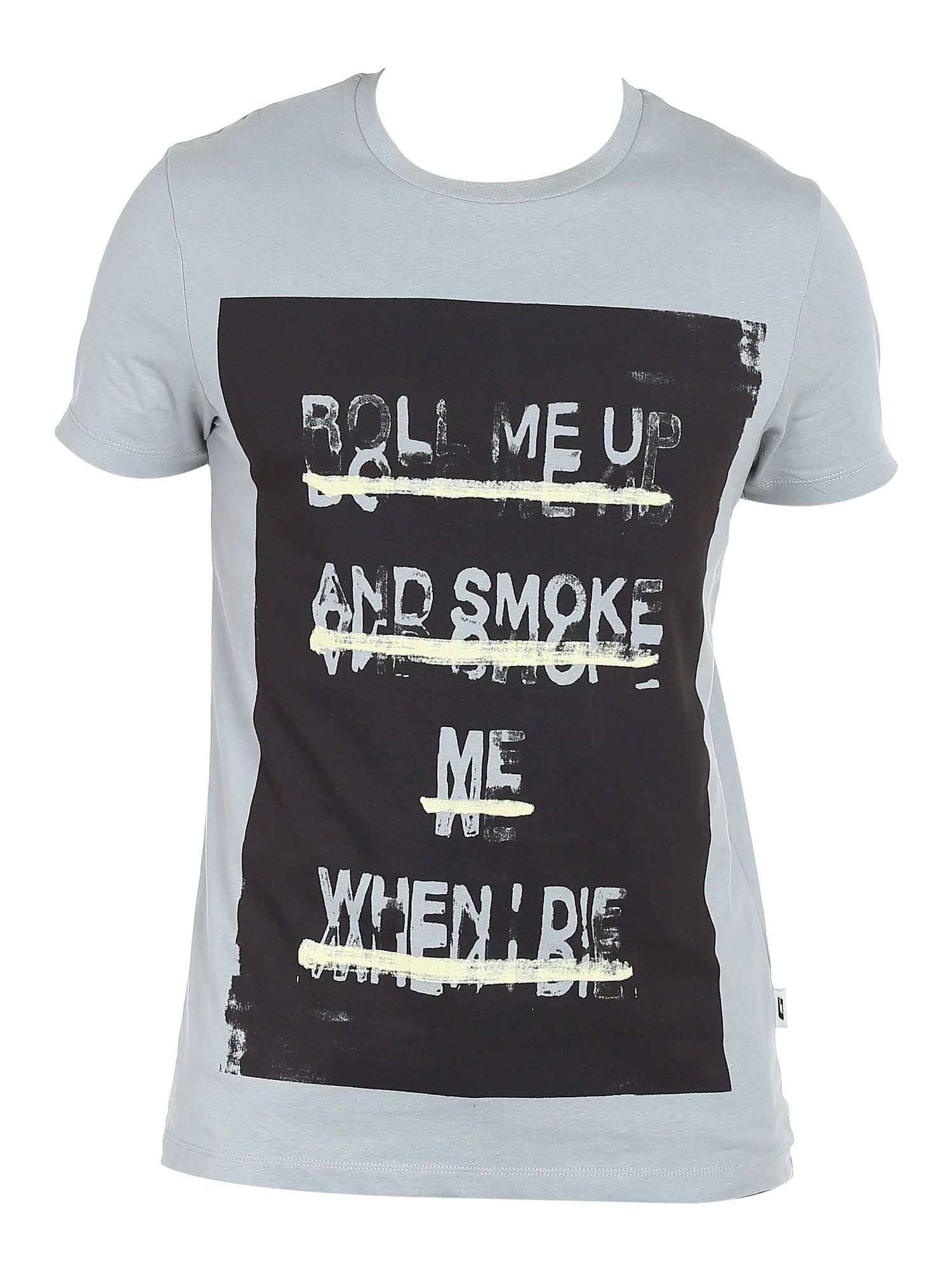 Grey Slogan Print Crew Neck T-Shirt