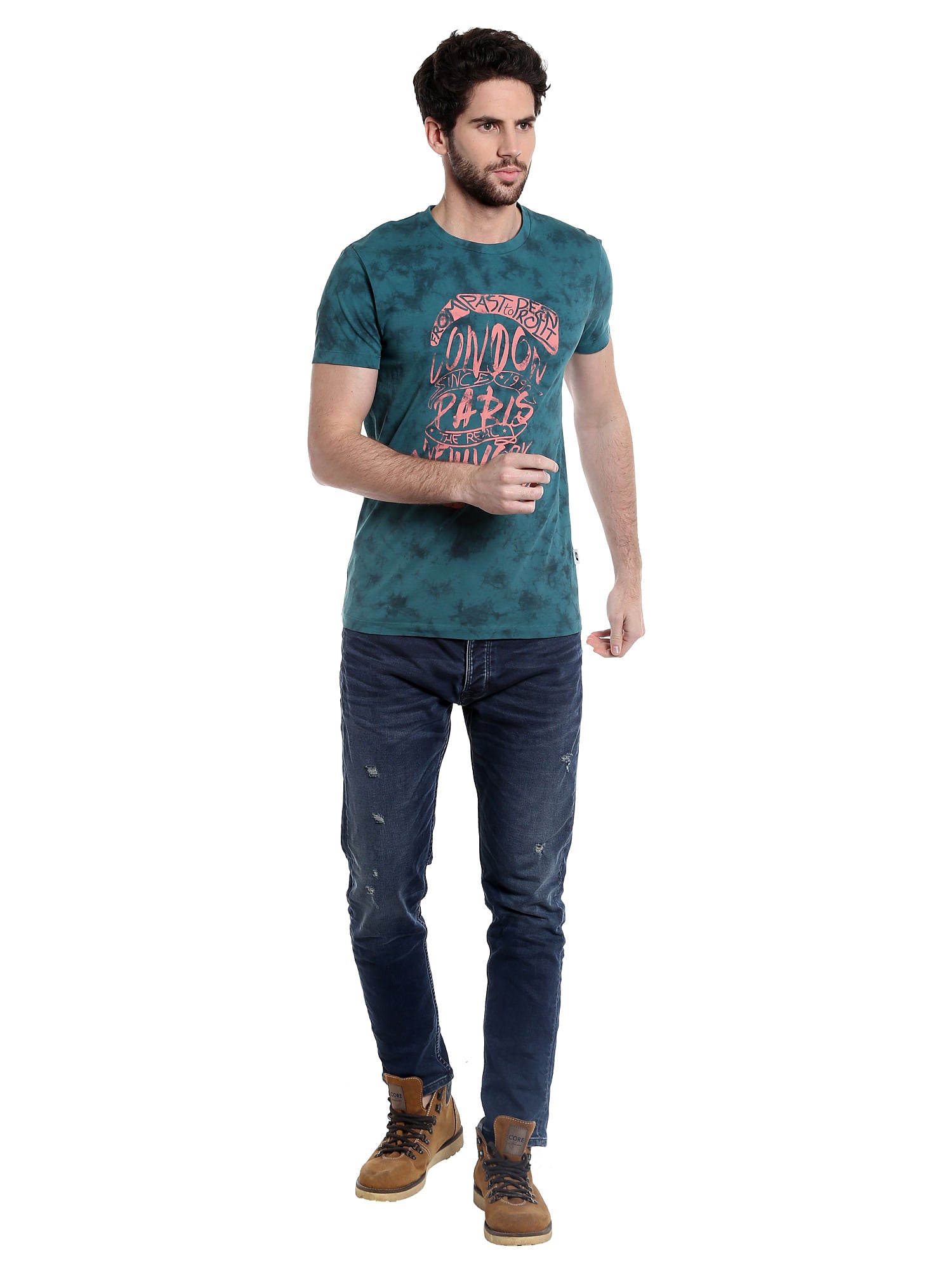 Green Graphic Print Crew Neck T-Shirt