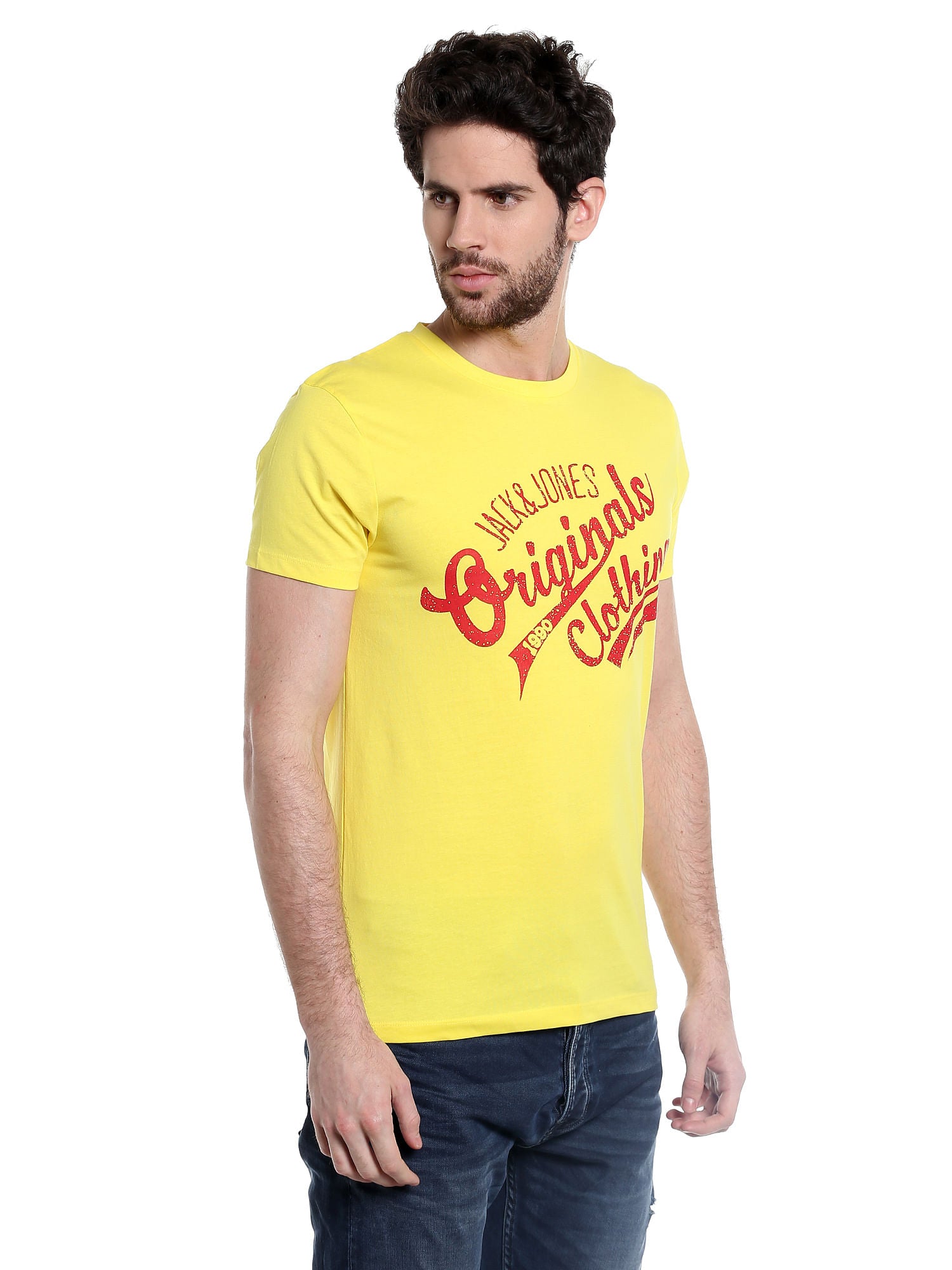 Yellow Graphic Print Slim Fit T-Shirt