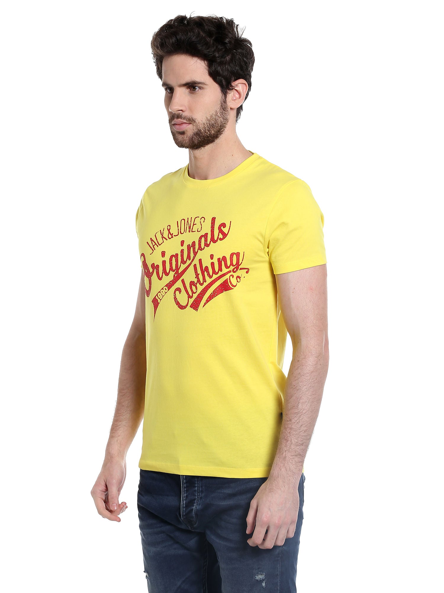 Yellow Graphic Print Slim Fit T-Shirt