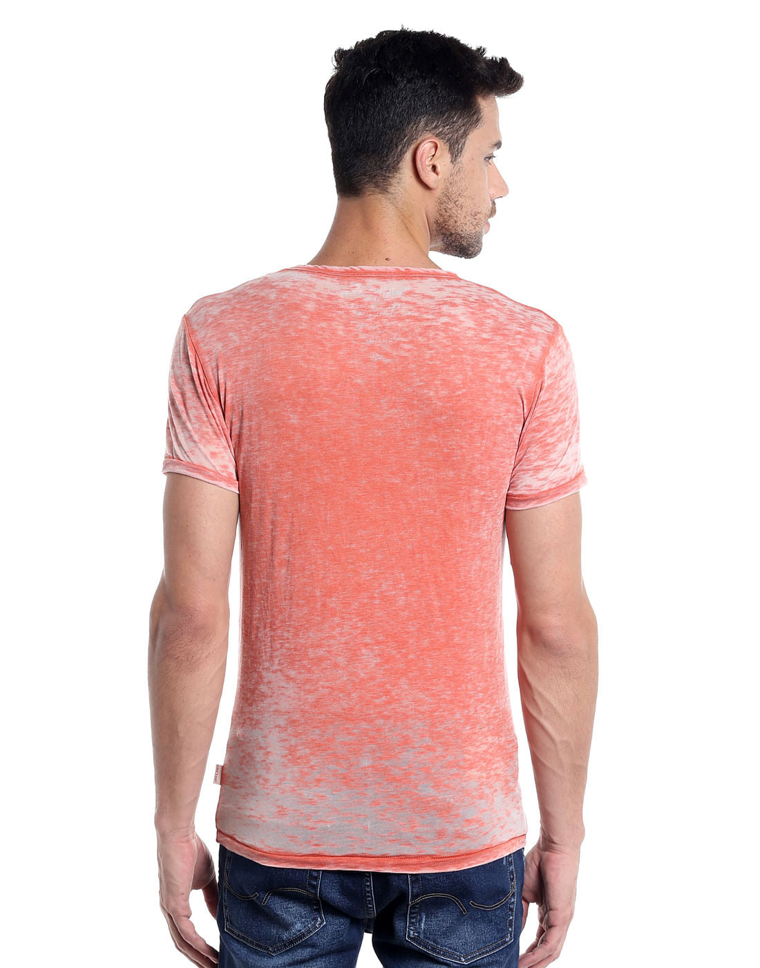Orange Cello Print Crew Neck T-Shirt