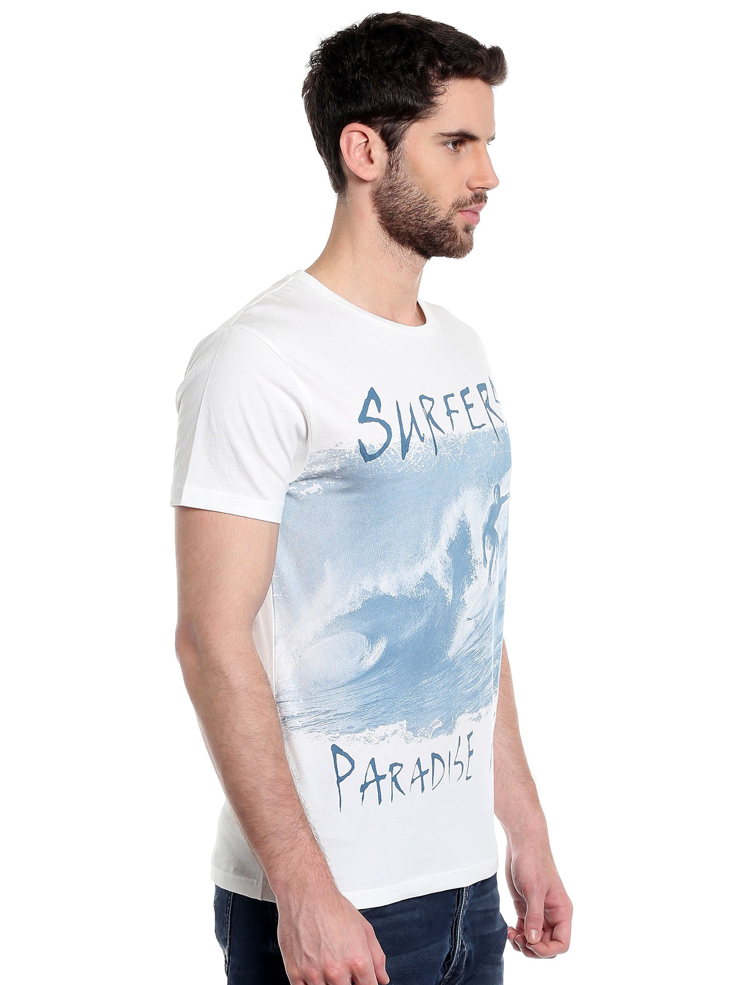 White Graphic Print Crew Neck T-Shirt