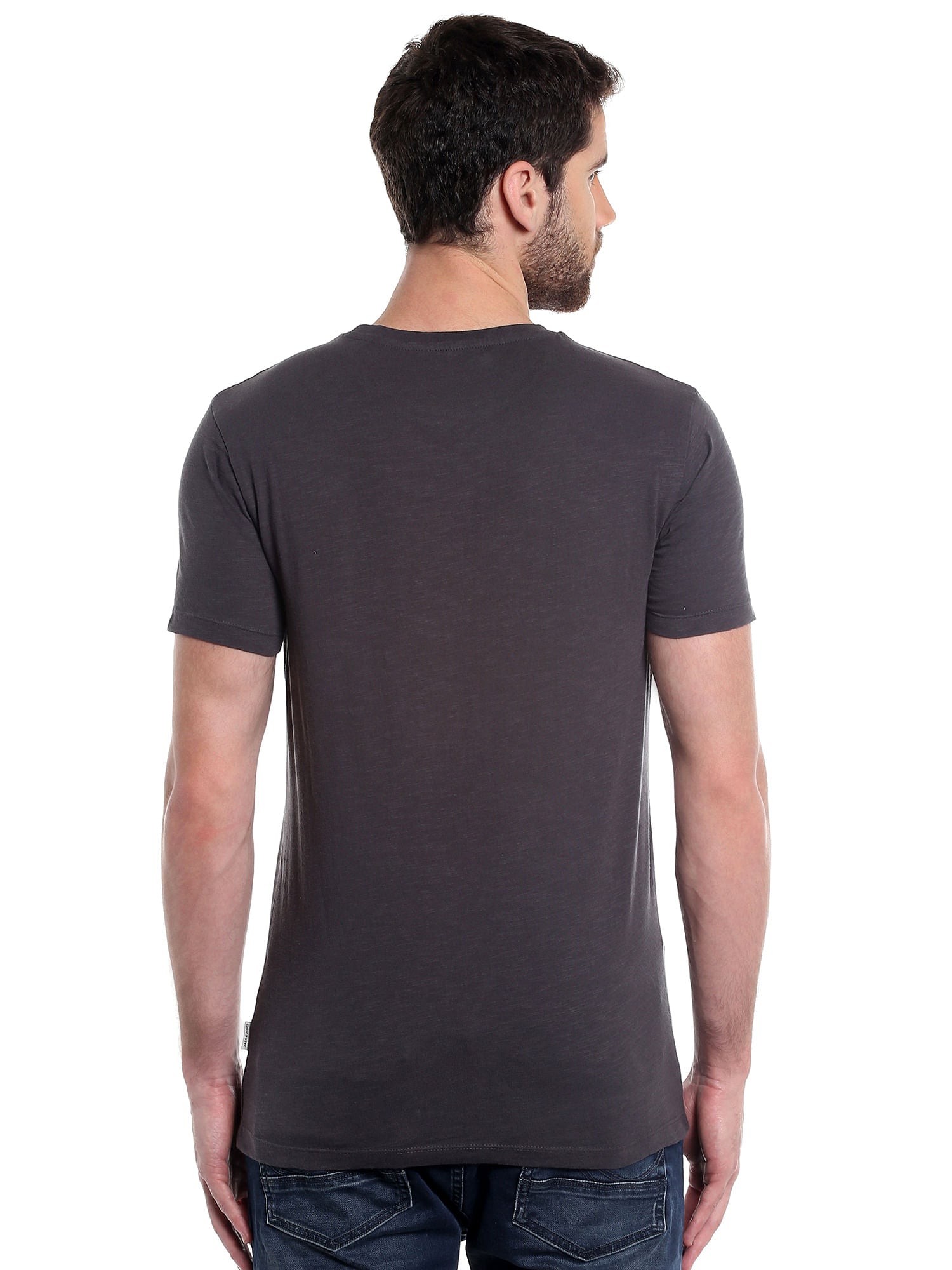 Dark Grey Graphic Print Crew Neck T-Shirt