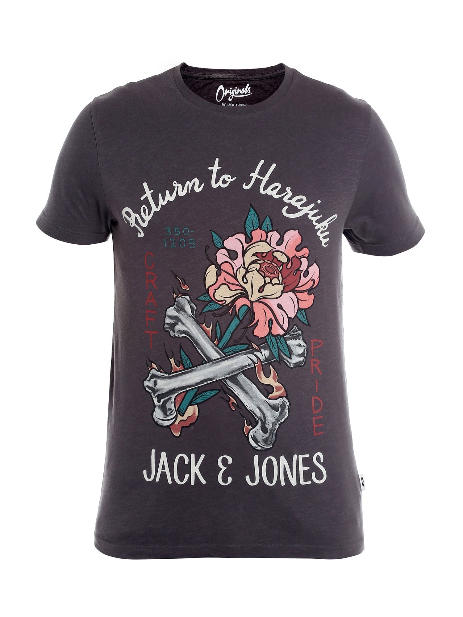 Dark Grey Graphic Print Crew Neck T-Shirt