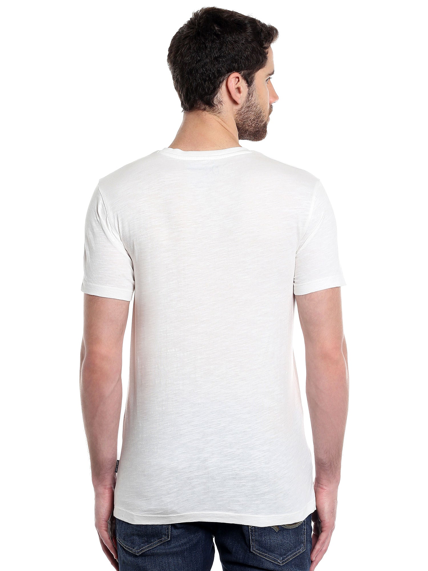 White Graphic Print Slim Fit T-Shirt