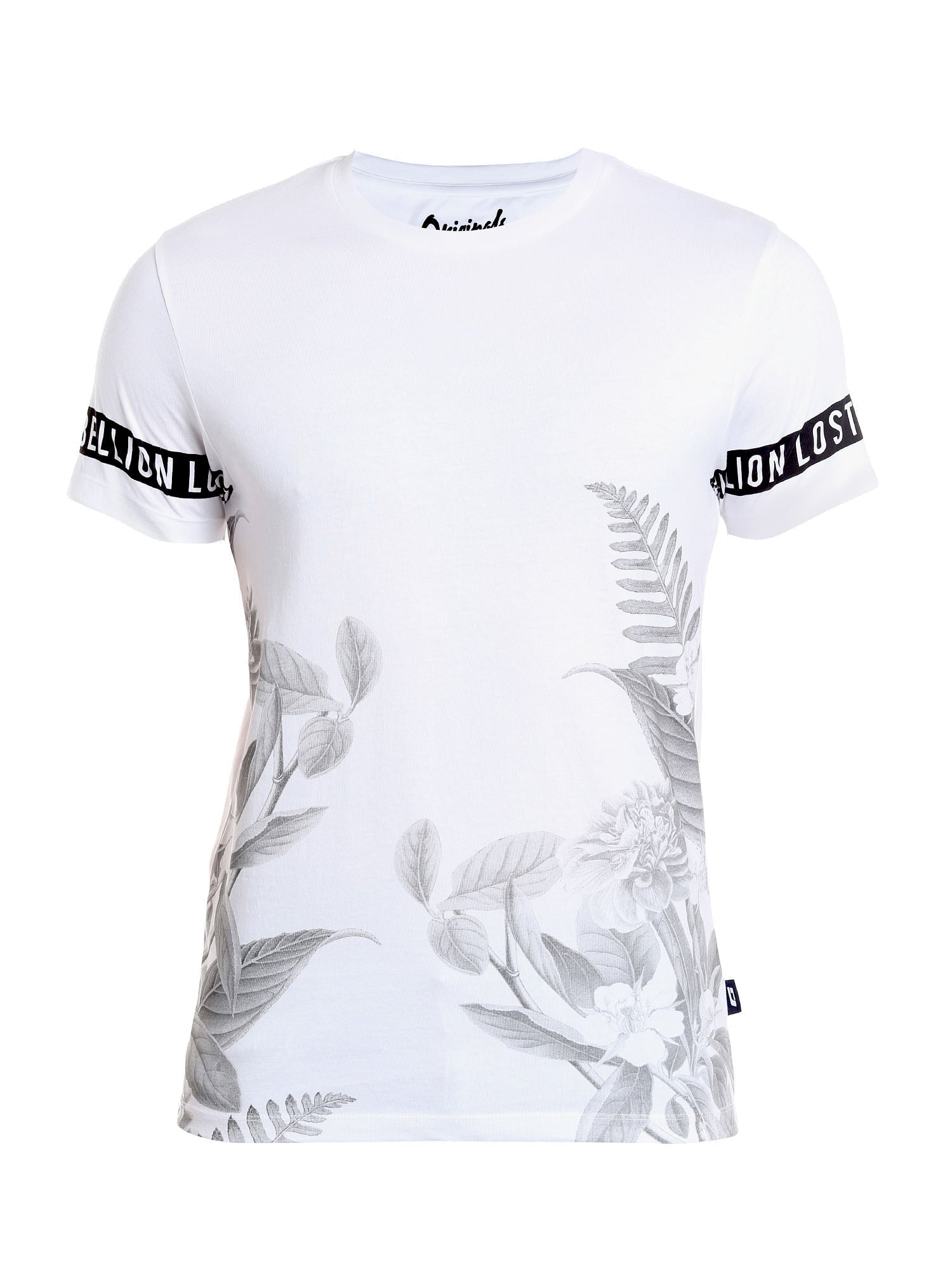 White Botanical Print Crew Neck T-Shirt