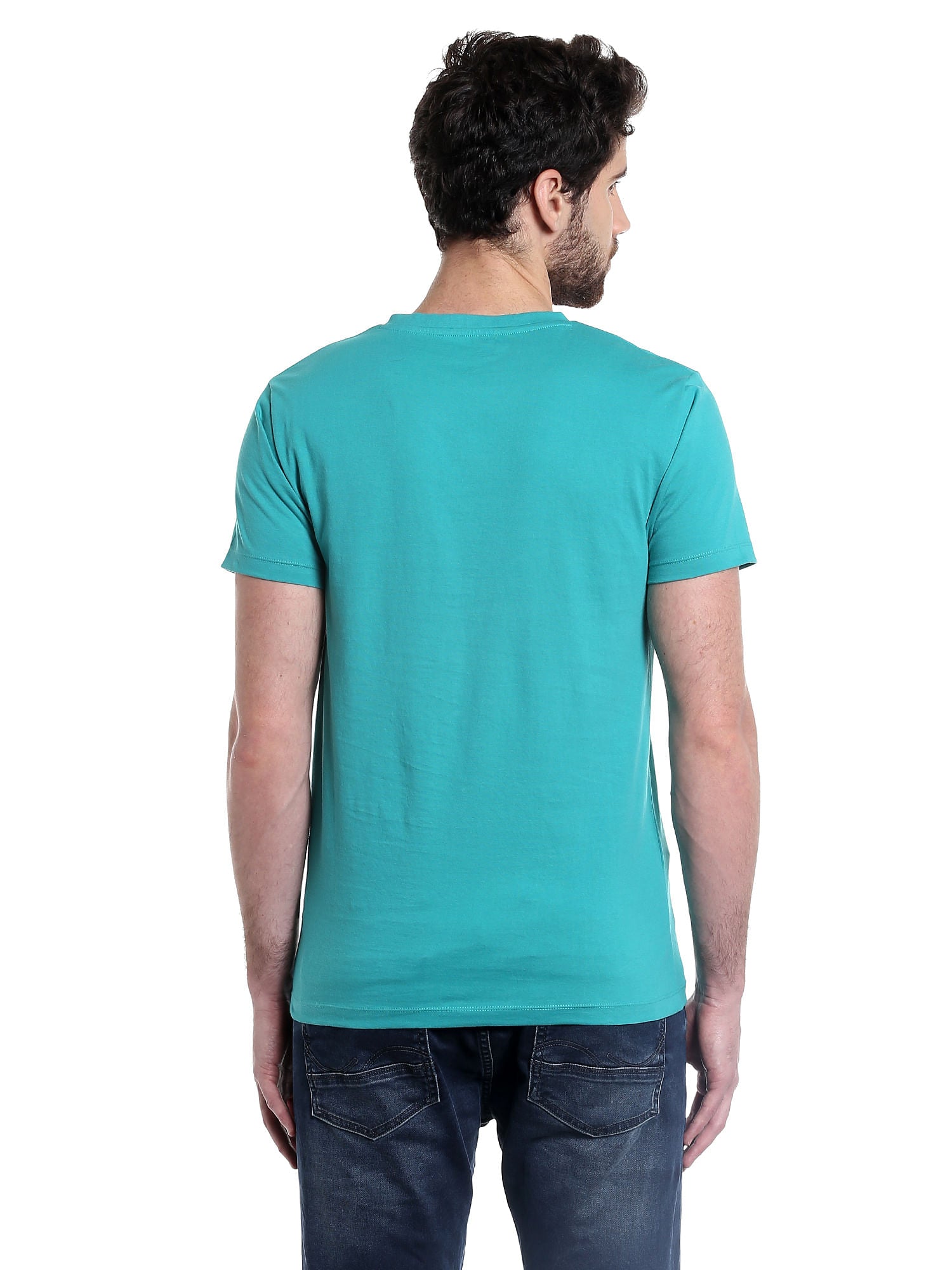 Turquoise Graphic Print V-Neck T-Shirt