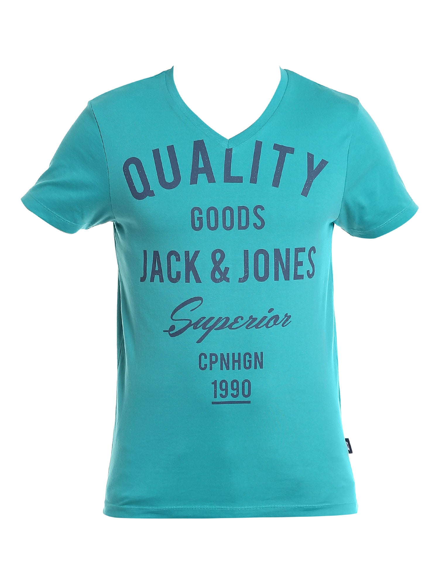Turquoise Graphic Print V-Neck T-Shirt