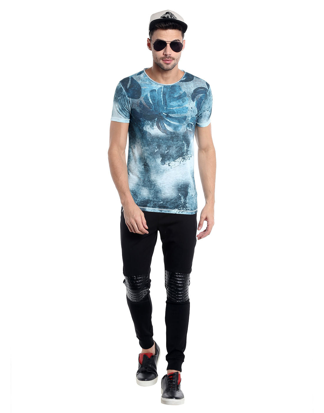 Blue Graphic Print Crew Neck T-Shirt