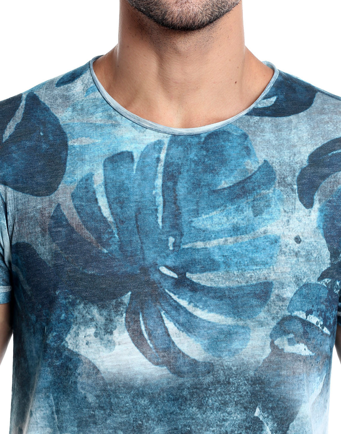 Blue Graphic Print Crew Neck T-Shirt