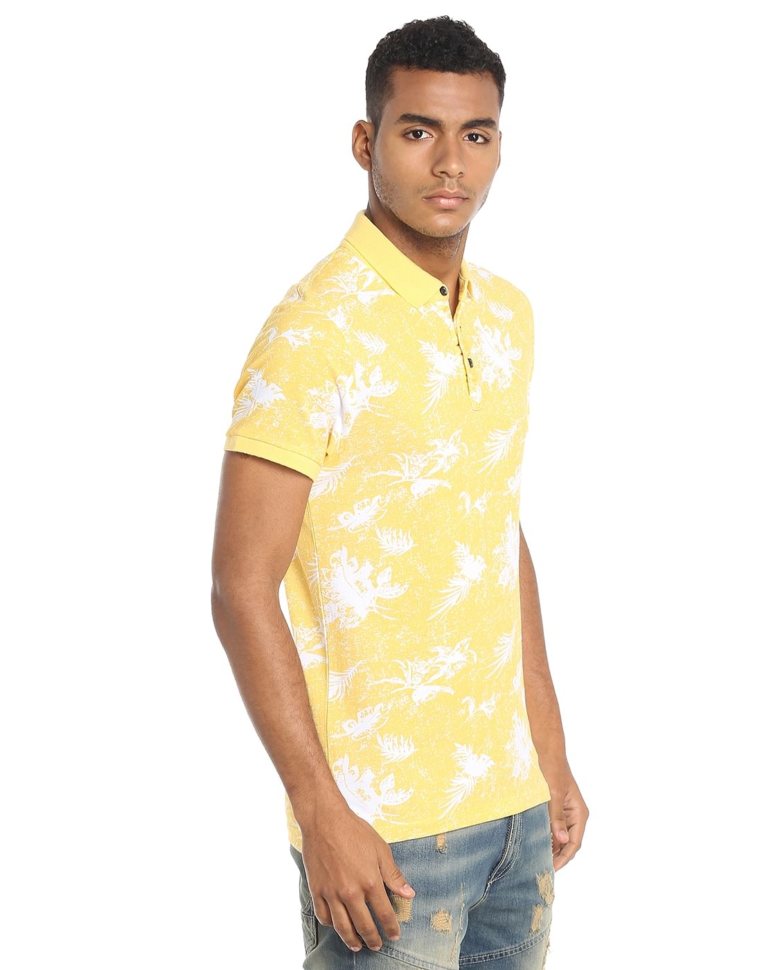 Yellow Printed Polo T-Shirt