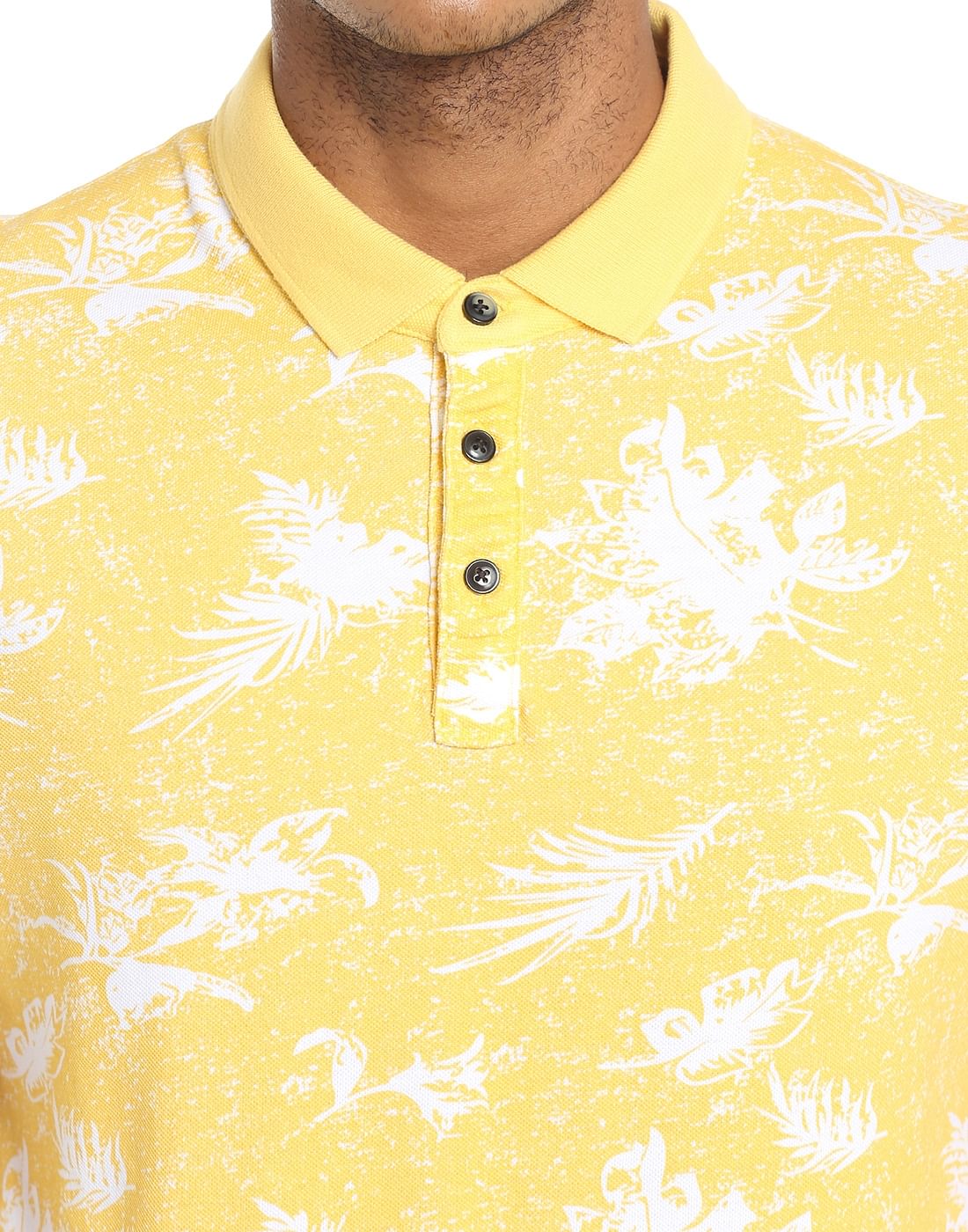 Yellow Printed Polo T-Shirt