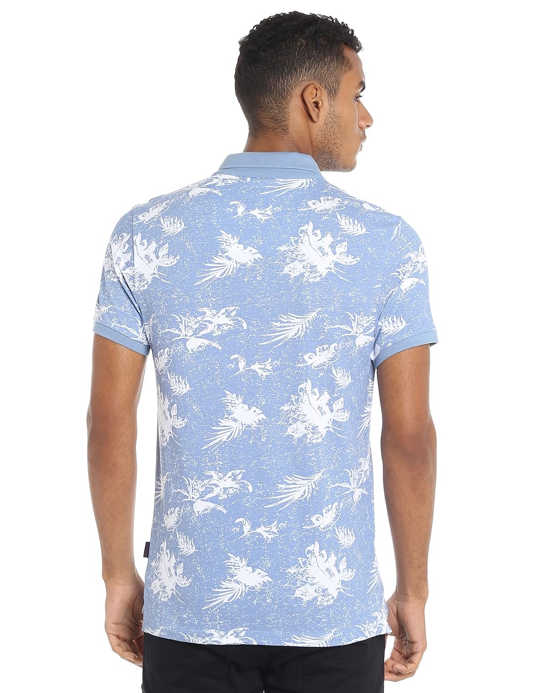 Powder Blue Printed Polo T-Shirt