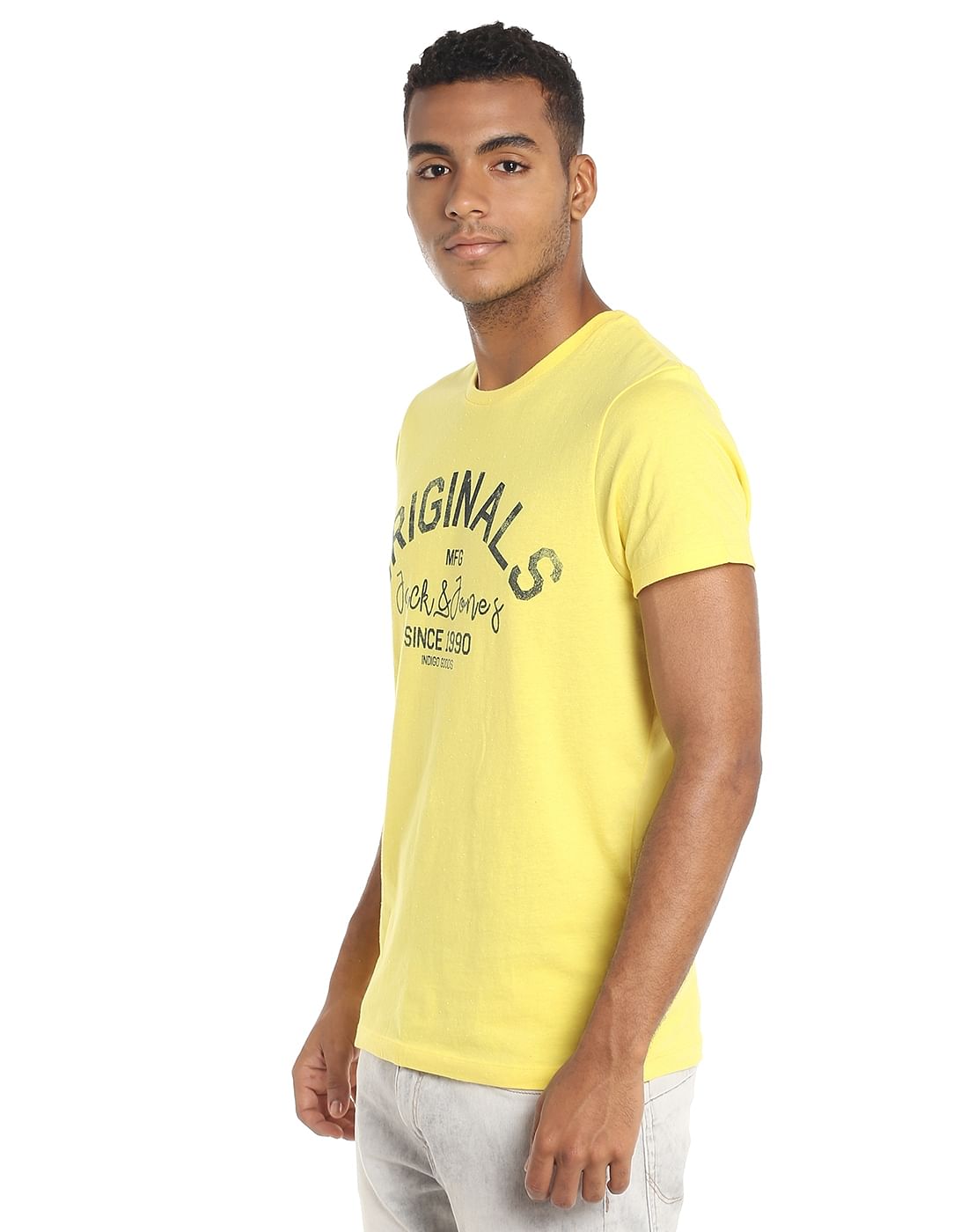 Yellow Graphic Print Crew Neck T-Shirt
