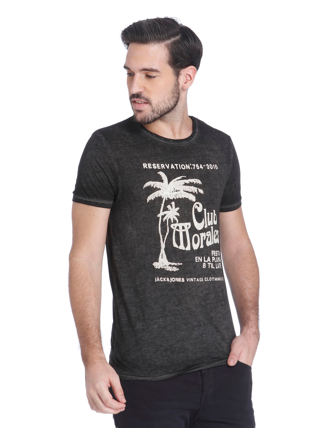 Black Graphic Print Crew Neck T-Shirt