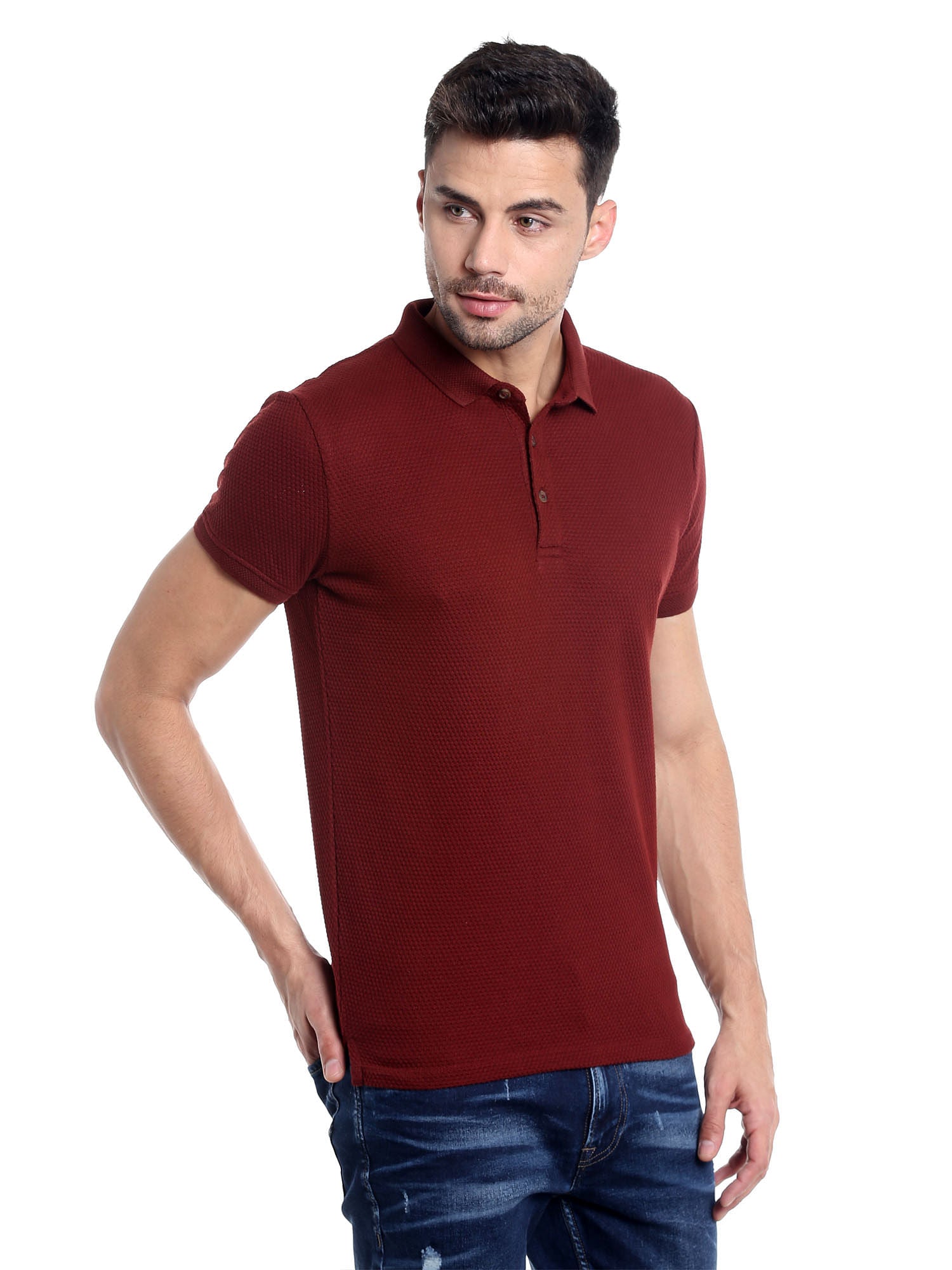 Red Polo Neck T-Shirt