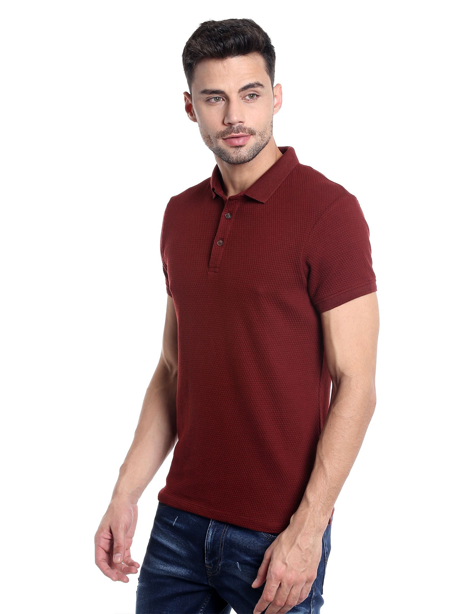 Red Polo Neck T-Shirt