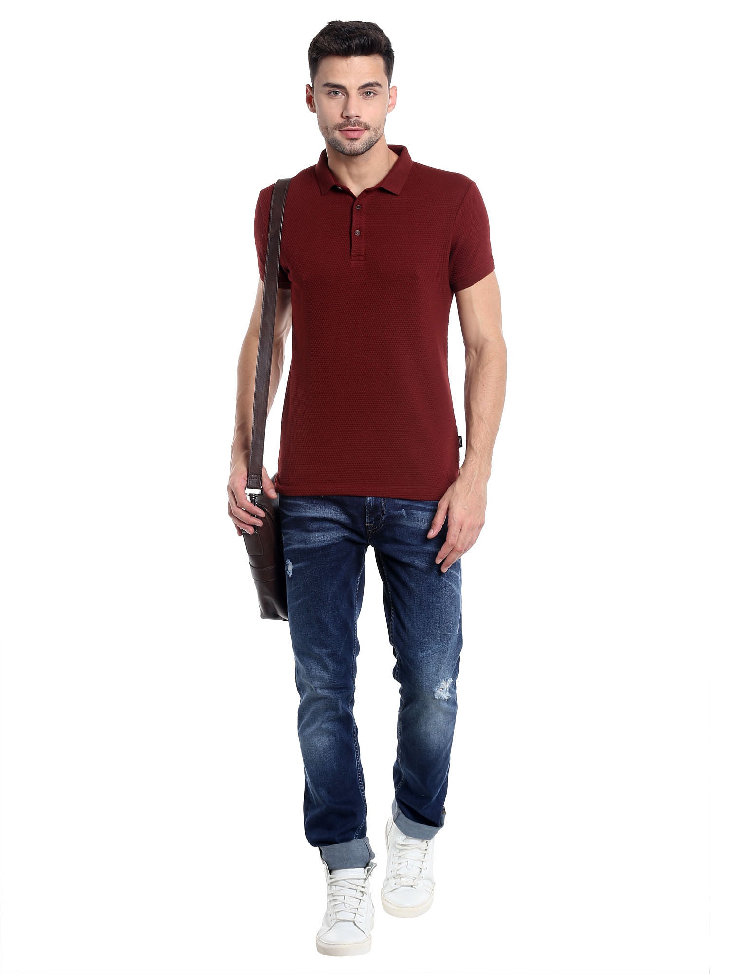 Red Polo Neck T-Shirt
