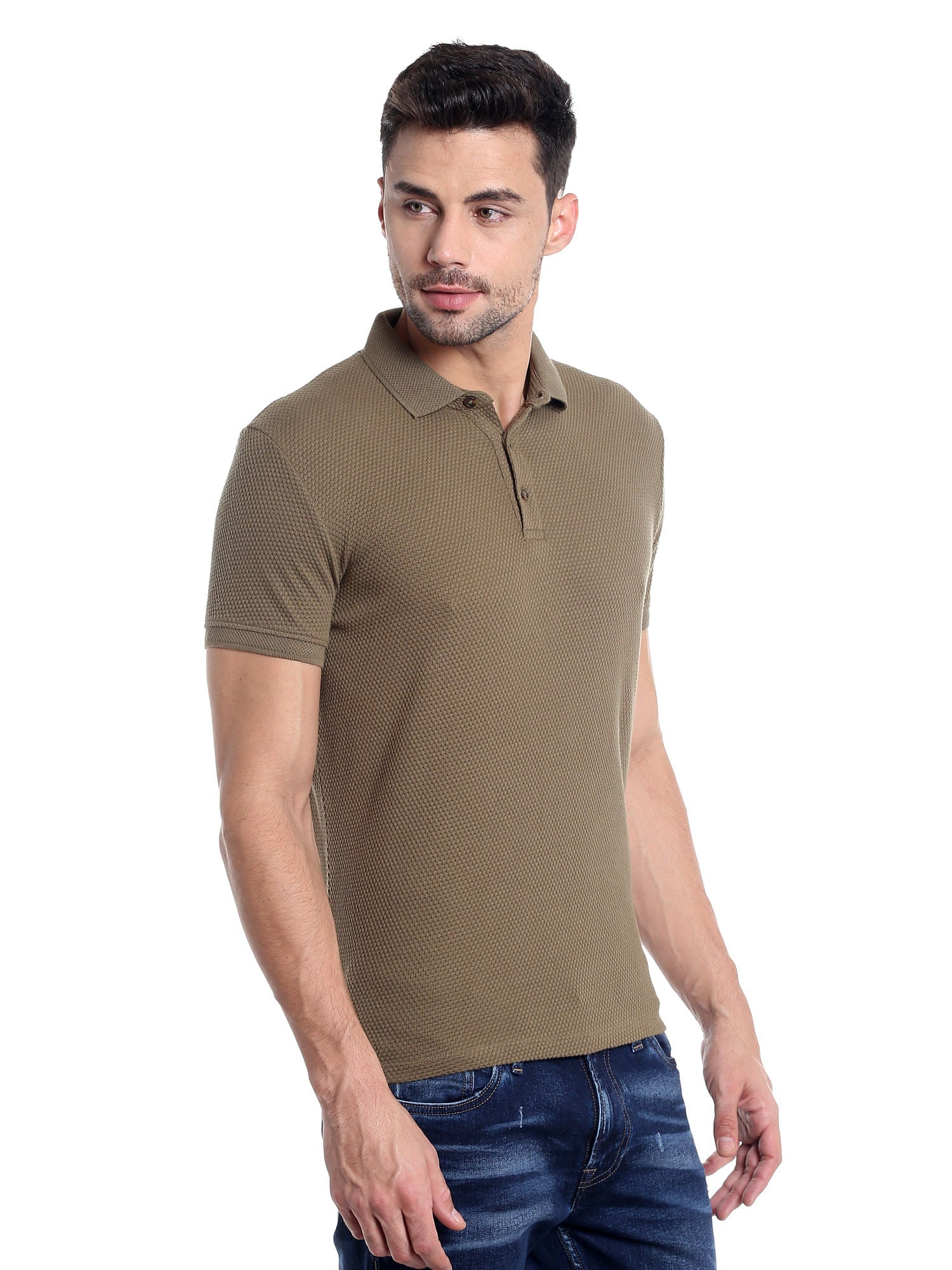 Brown Polo Neck T-Shirt