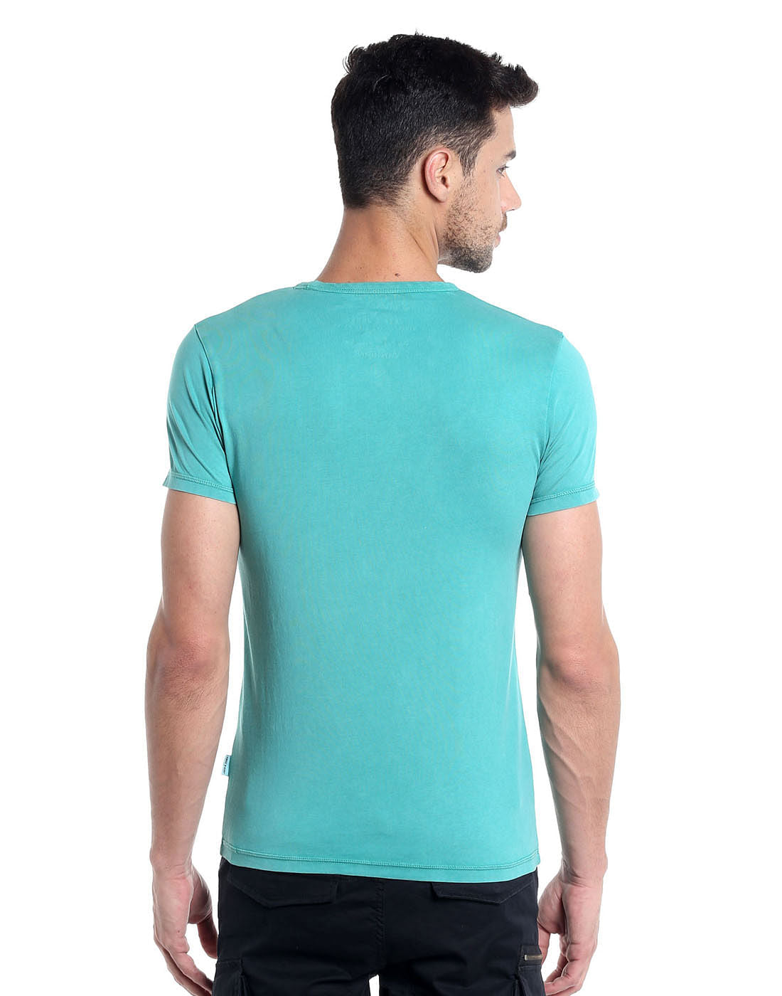 Teal Blue Havana Print Crew Neck T-Shirt