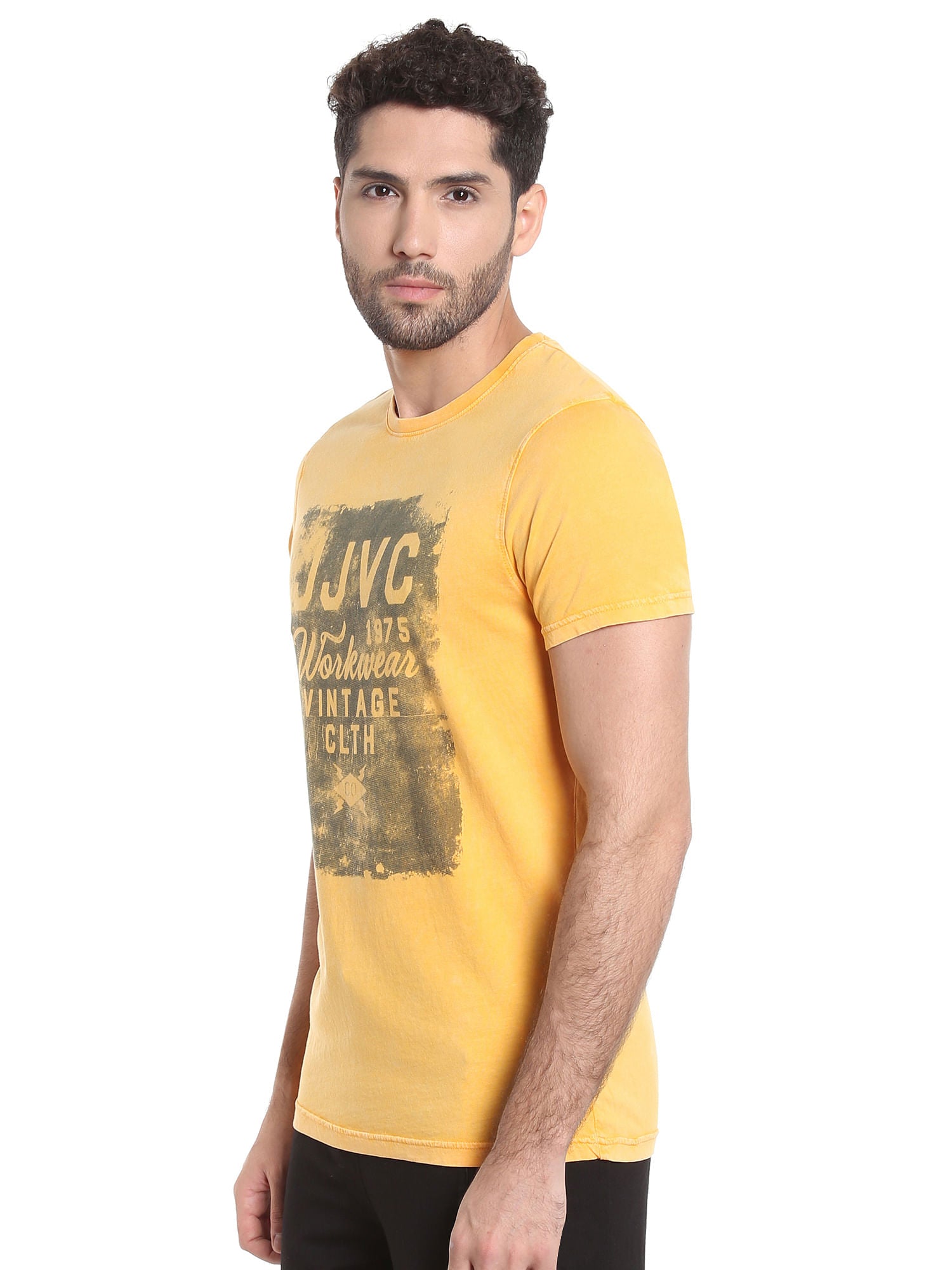 Yellow Graphic Print Crew Neck T-Shirt