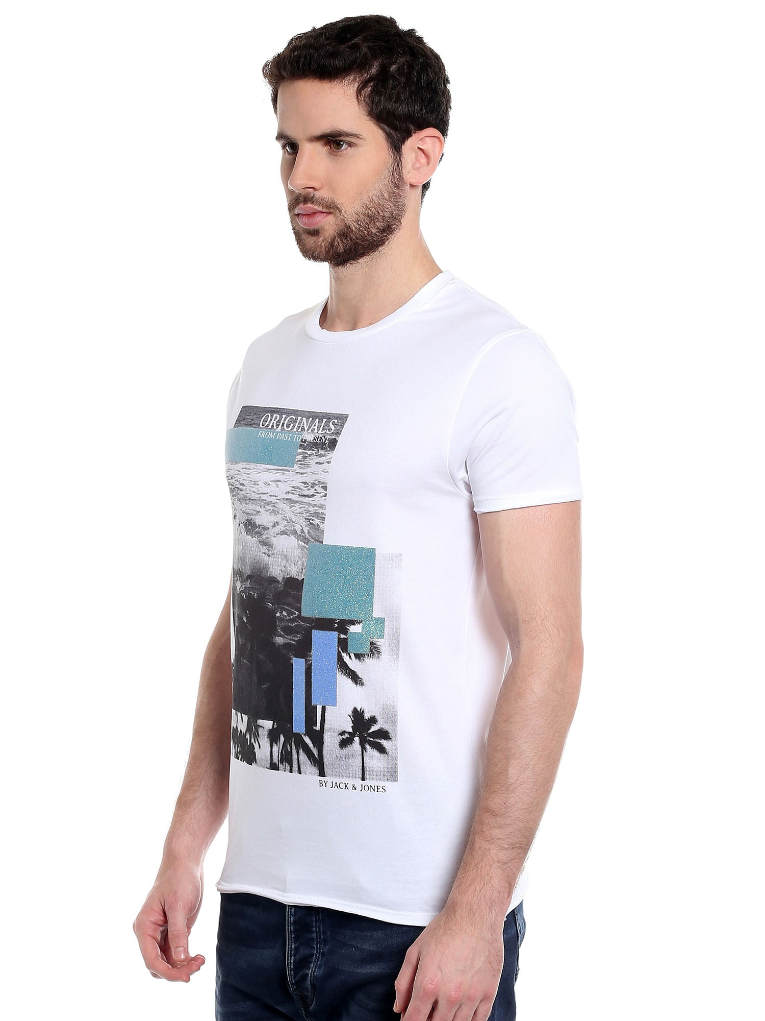 White Graphic Print Crew Neck T-Shirt