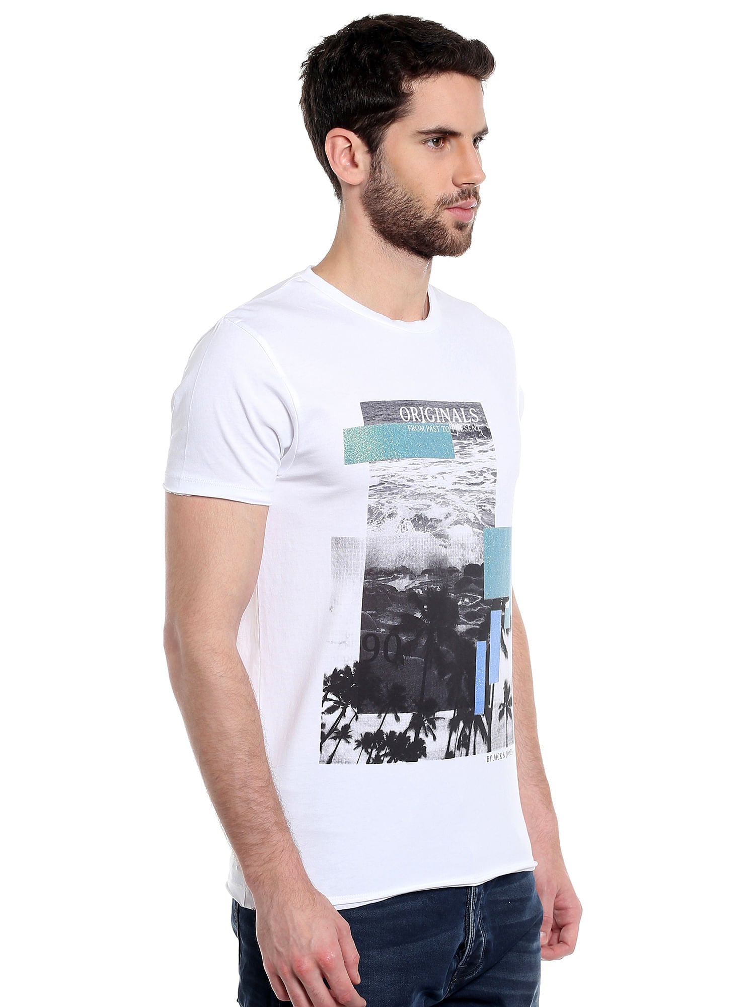 White Graphic Print Crew Neck T-Shirt