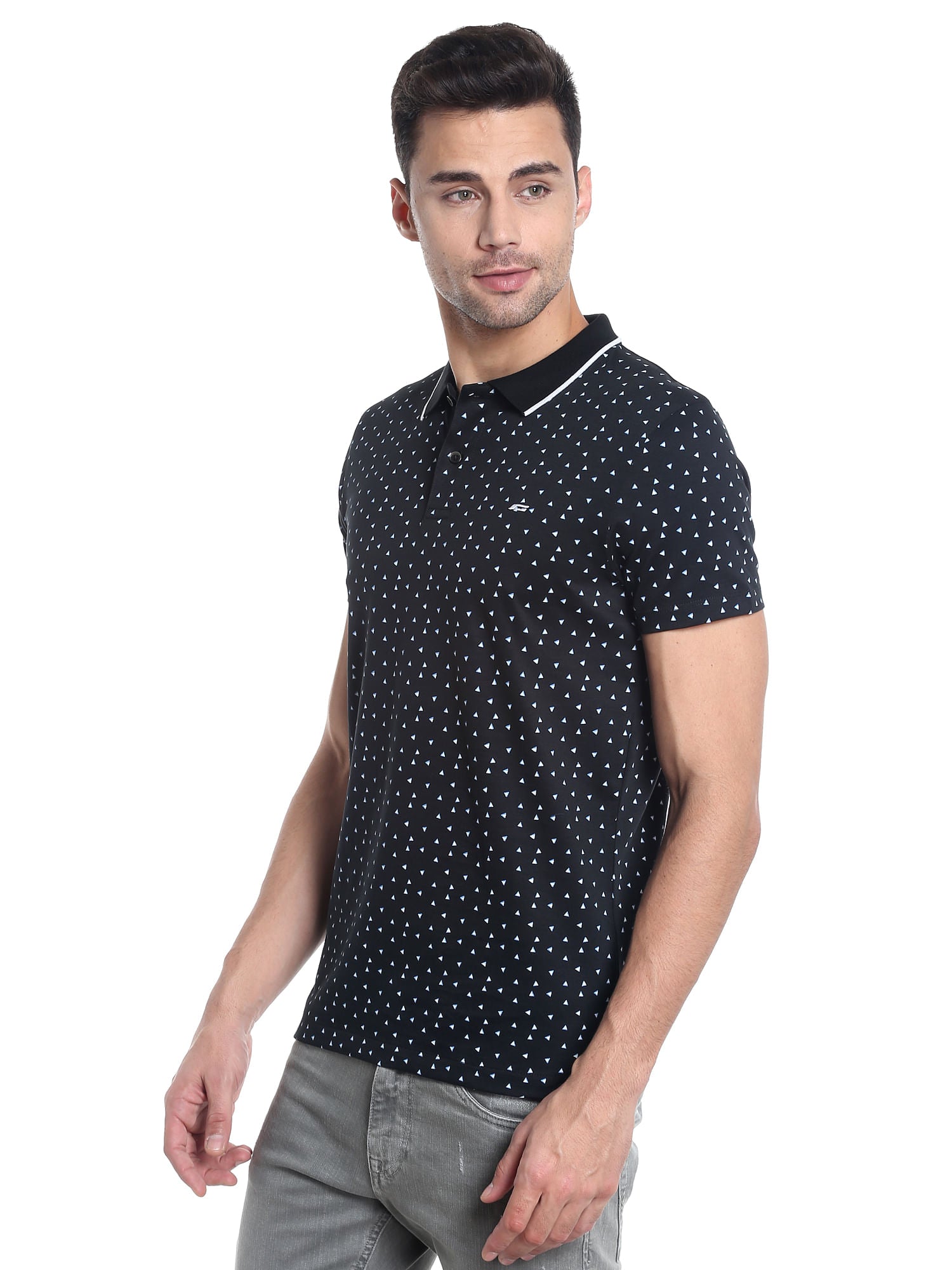 Black Printed Polo T-Shirt