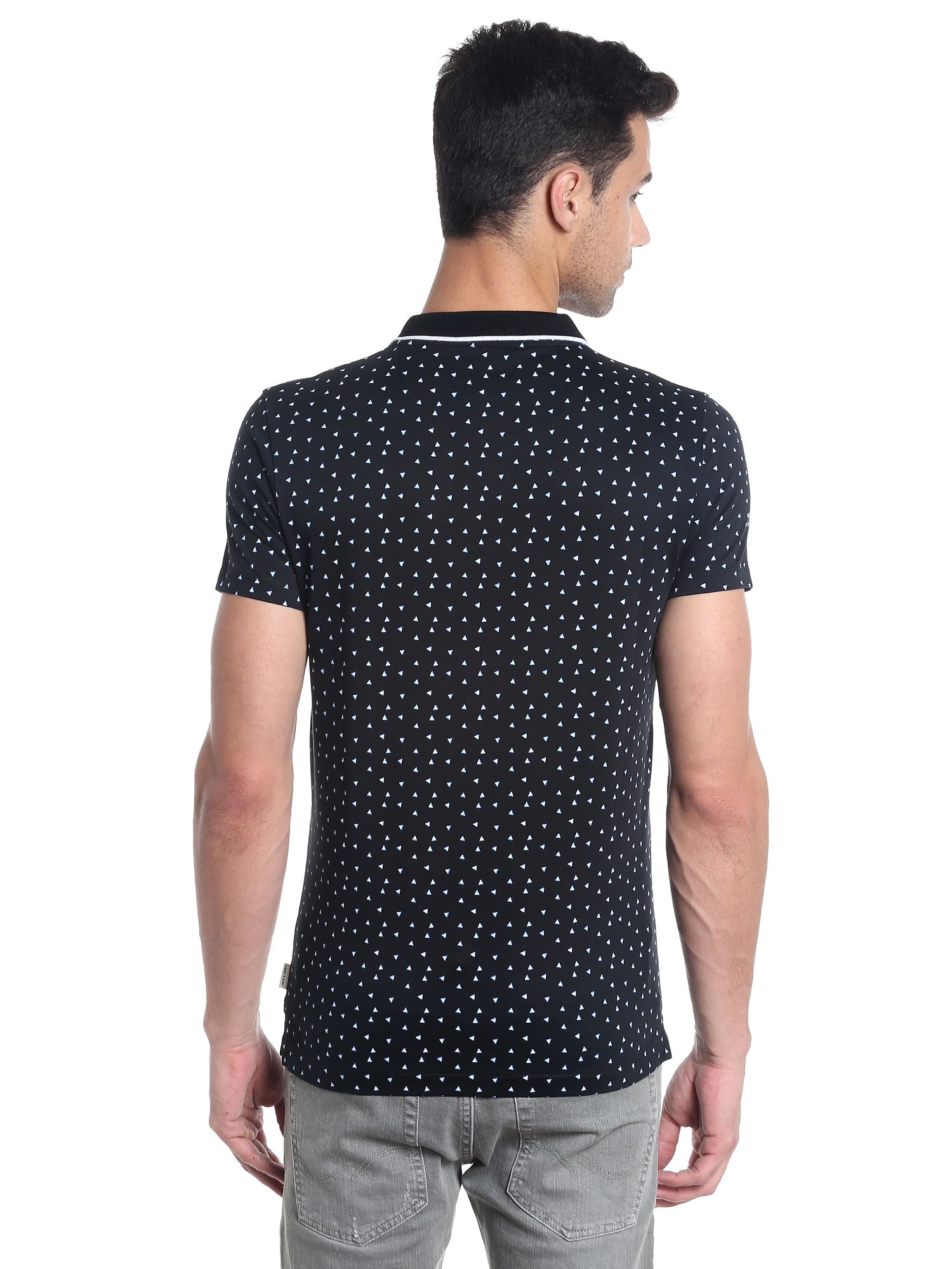 Black Printed Polo T-Shirt
