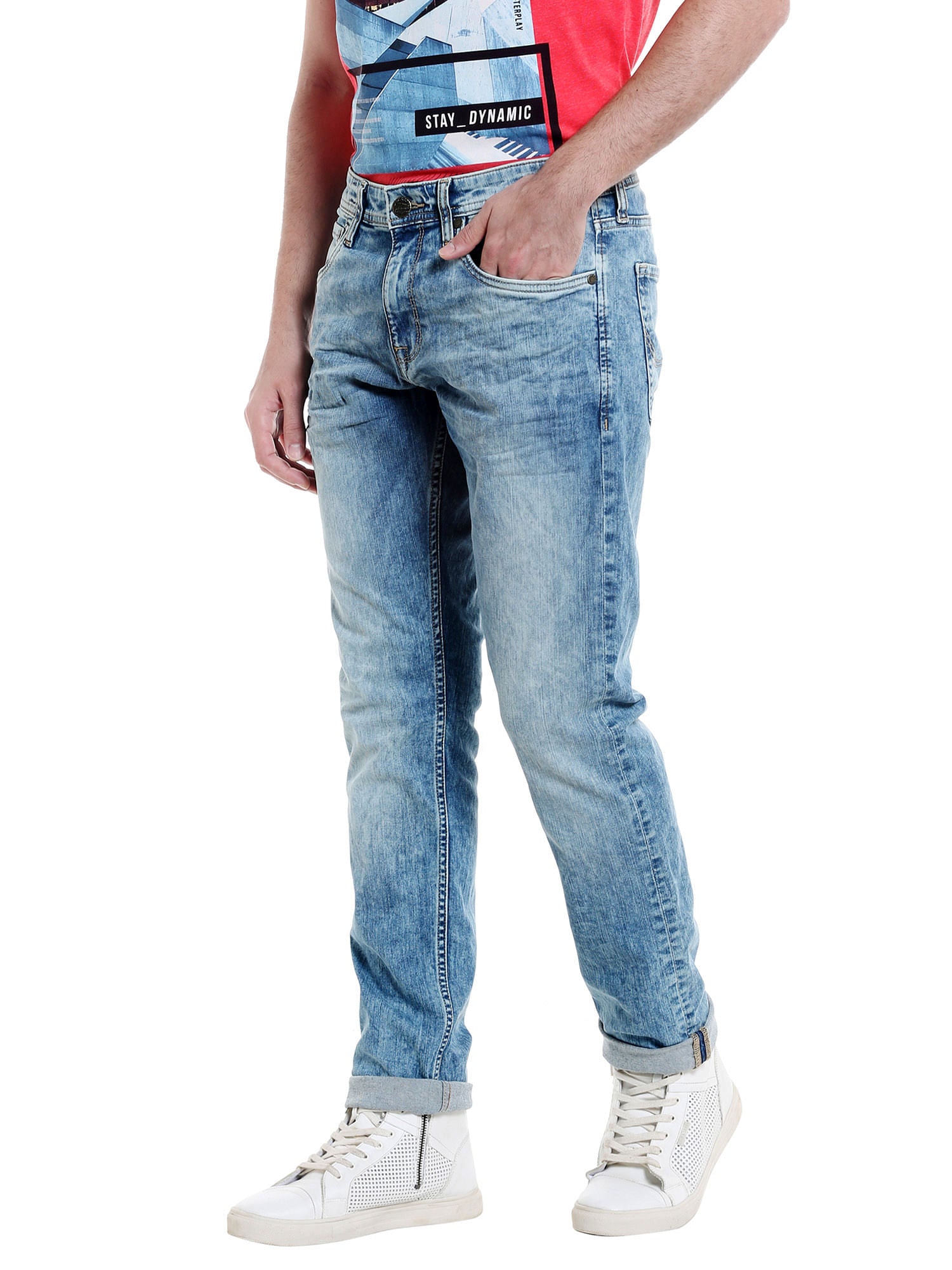Light Blue Washed Low Rise Slim Fit Jeans